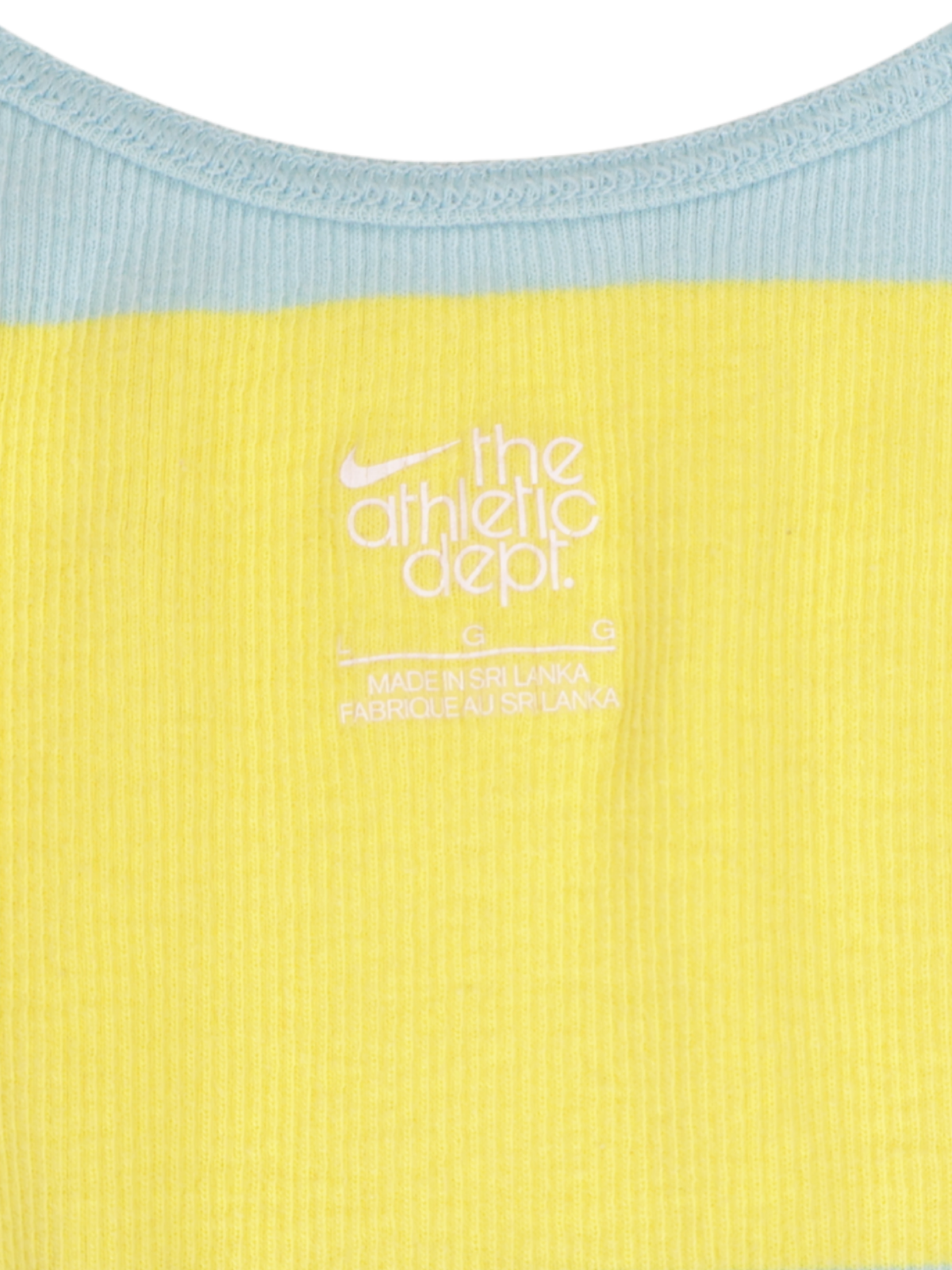 Nike Athletic Dept Ribbed Stripe Tank Top Aqua Yellow Size Large
