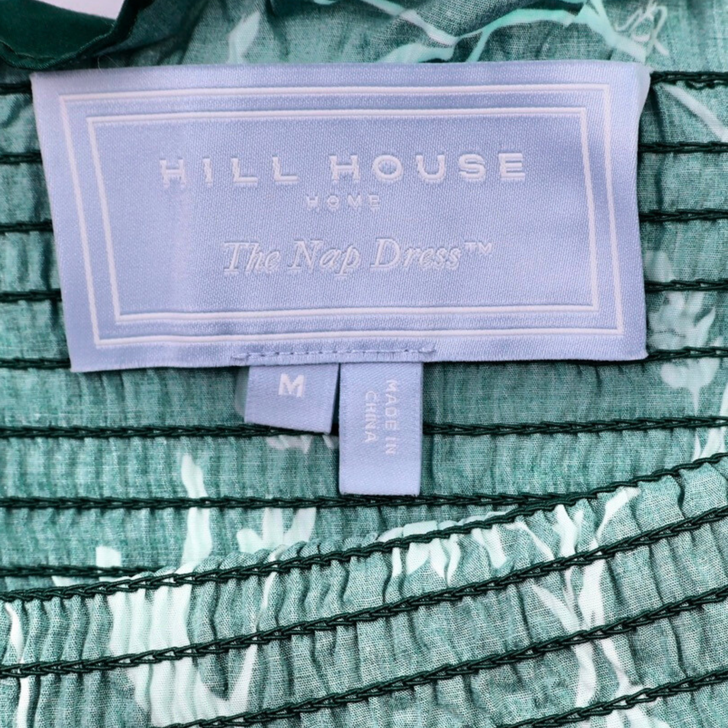 Hill House Nap Dress Medium Green Floral Smocked Ruffle Strap Midi Dress