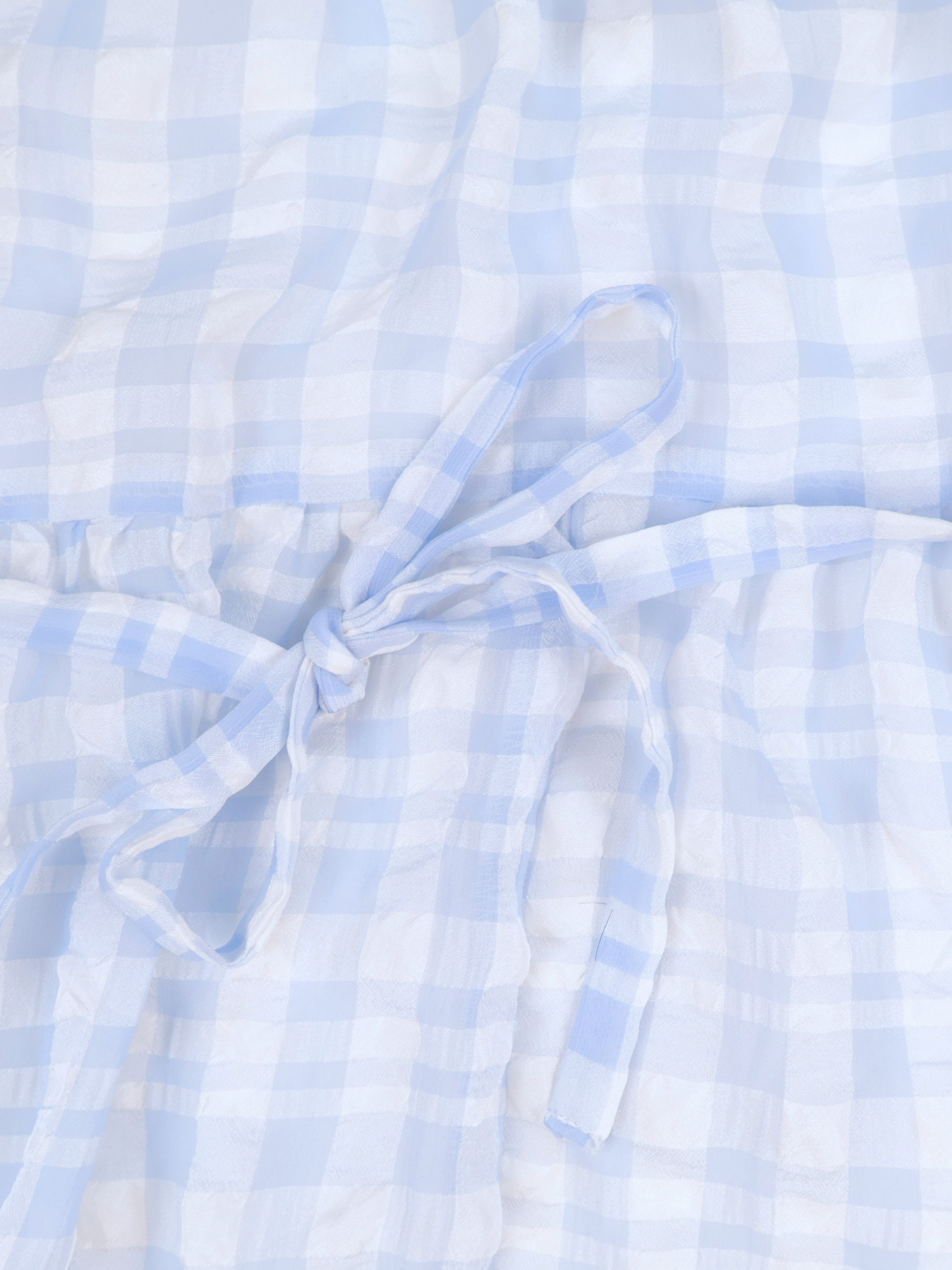 Calvin Klein Blue & White Gingham Tiered Dress | Sleeveless Tie Waist Dress | Size 12