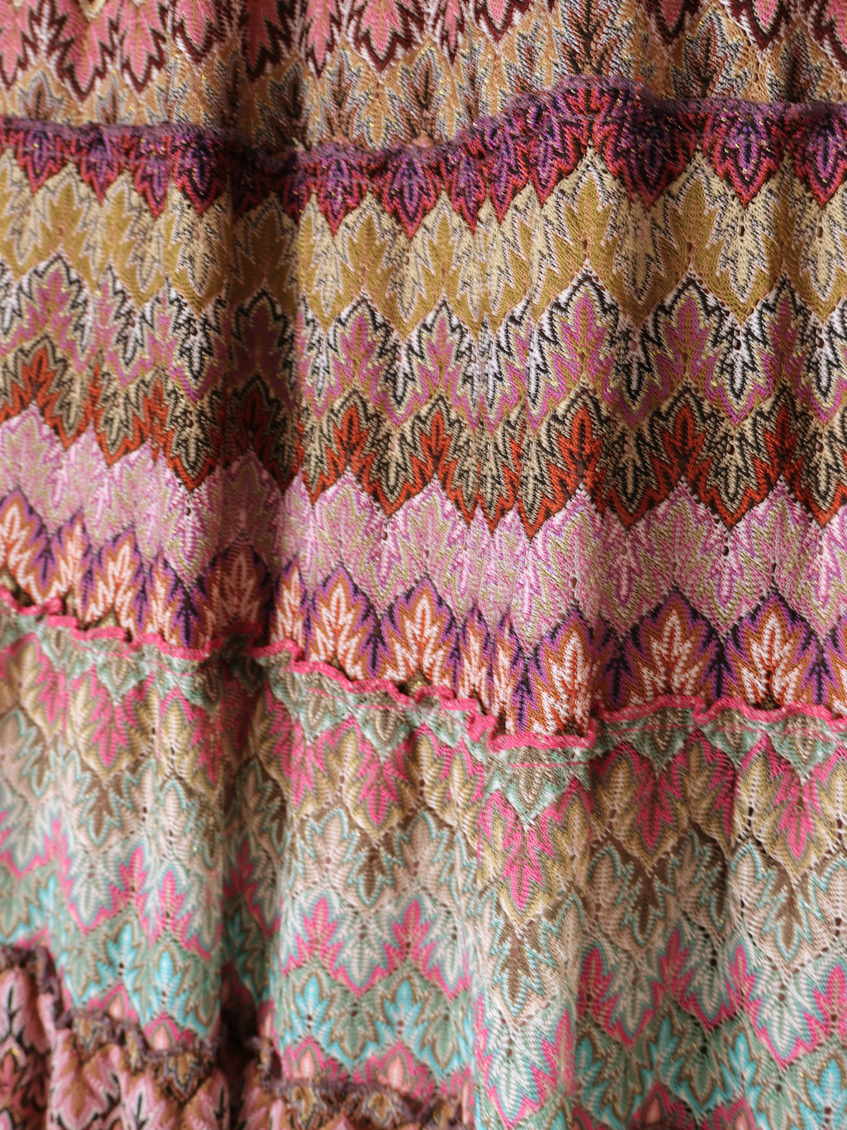 Lapis Multicolor Lace Maxi Skirt Large Tiered Boho Crochet Knit Lined