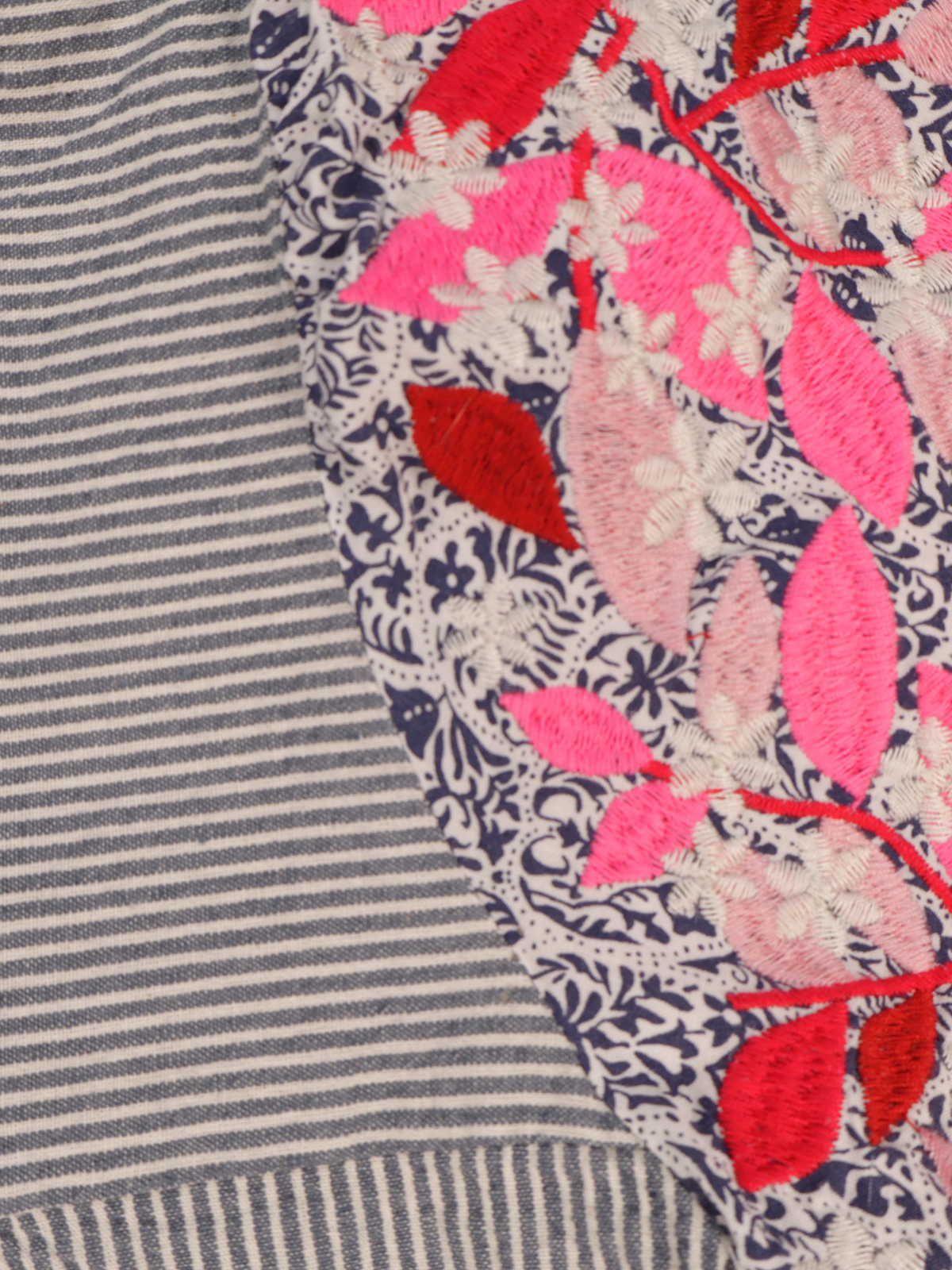 THML Striped Floral Balloon Sleeve Blouse | Boutique Statement Top | Medium