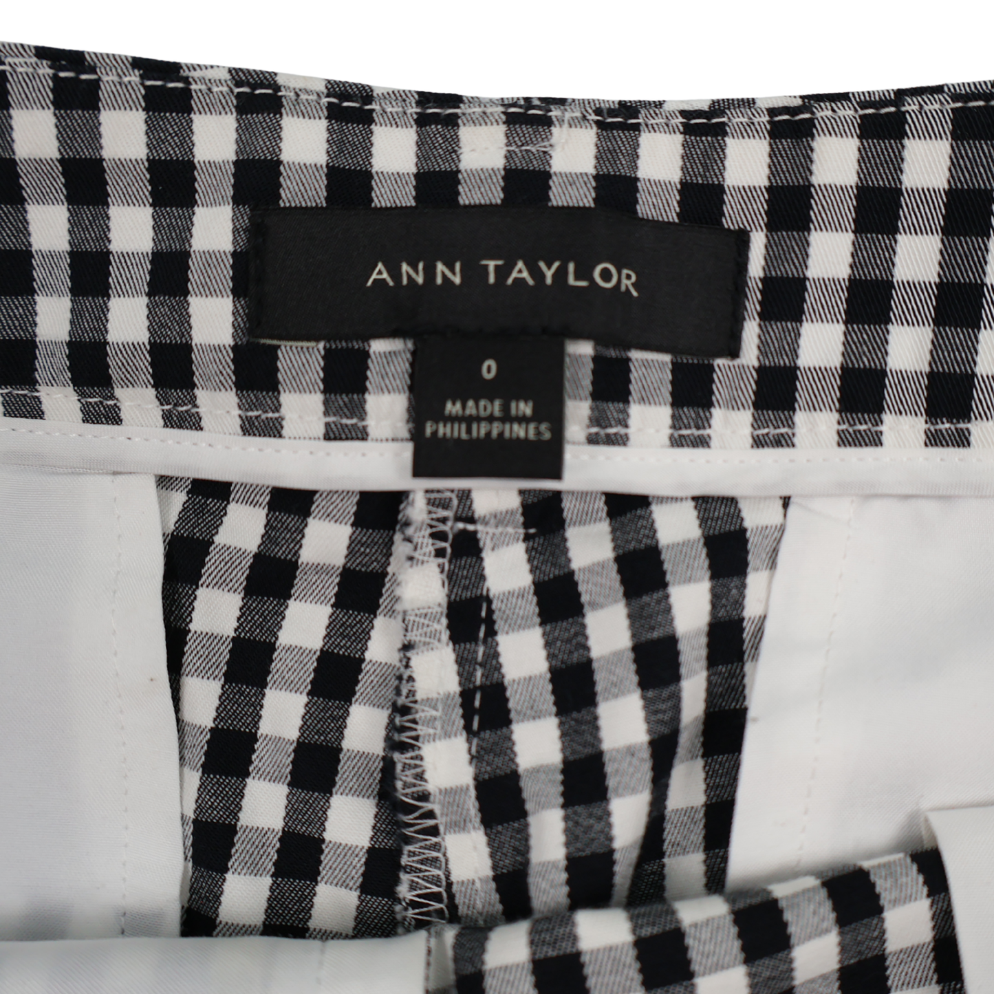 Ann Taylor Black & White Gingham Ankle Trousers – Size 0 – Tailored Check Pants
