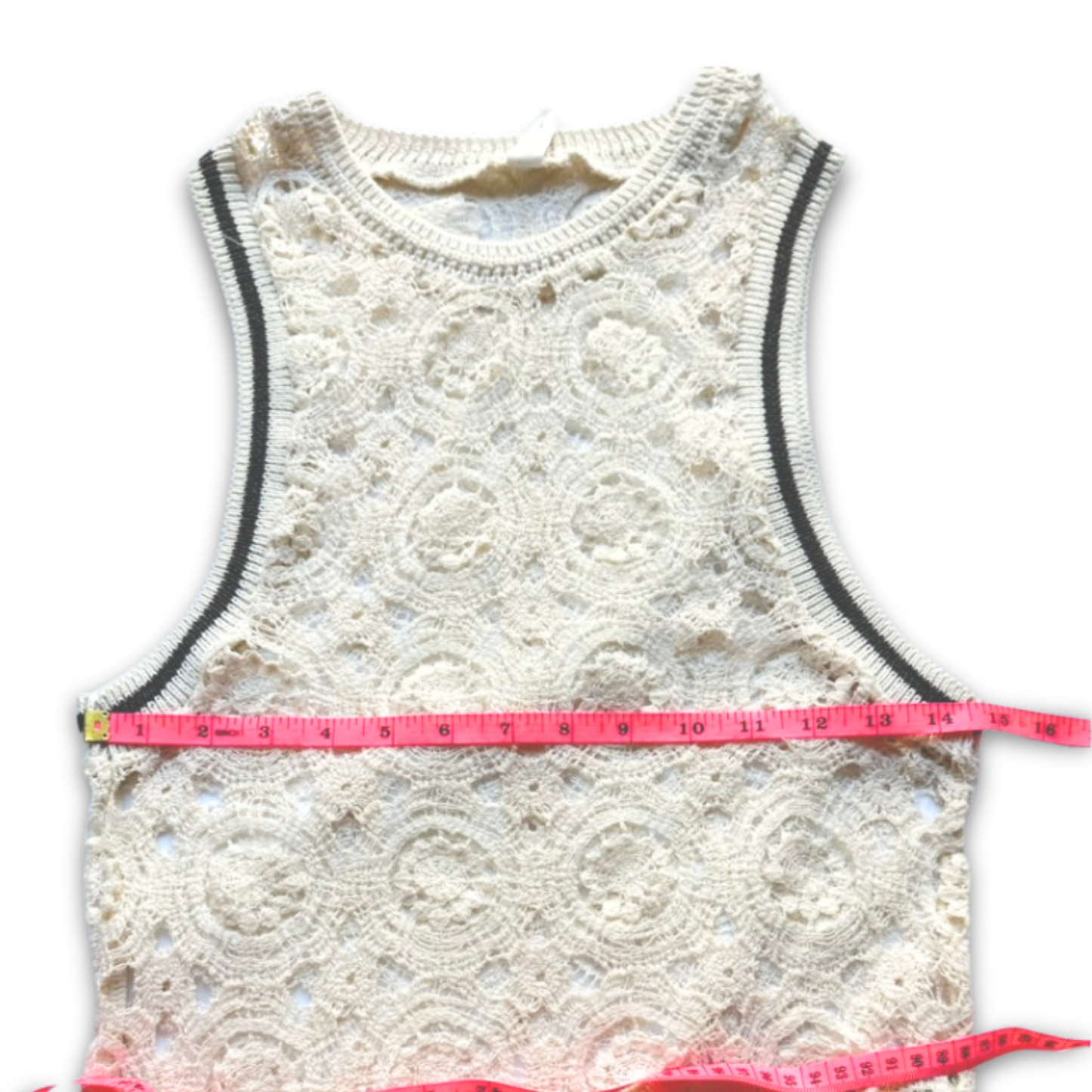 Daily Practice Lace Tank Top Cream Crochet Sleeveless Boho NWT Size S