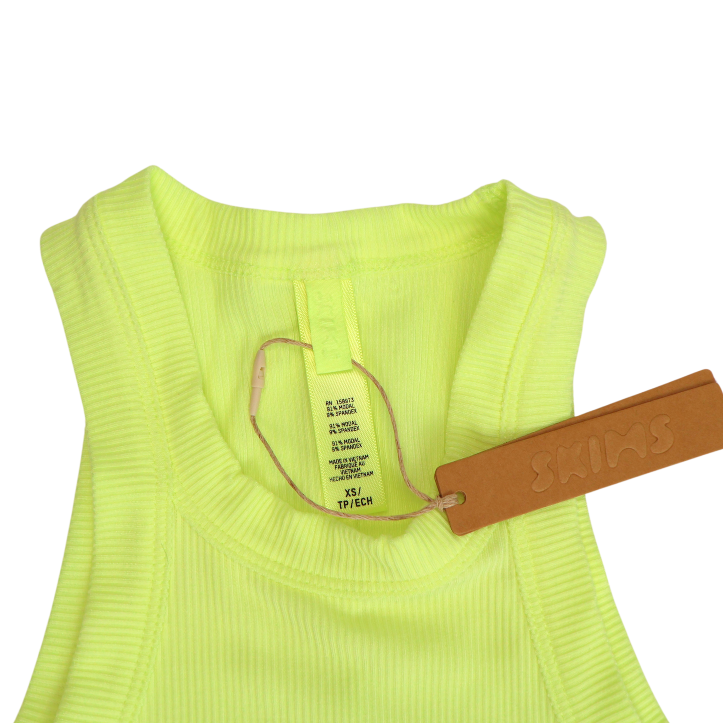SKIMS Neon Yellow Bodycon Dress – Size XS NWT