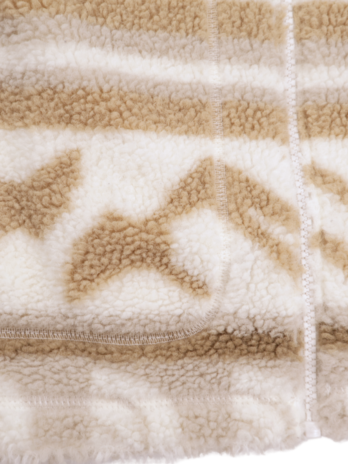 The North Face Printed Sherpa Fleece Jacket – Tan & Cream Cozy Essential (Size Medium)