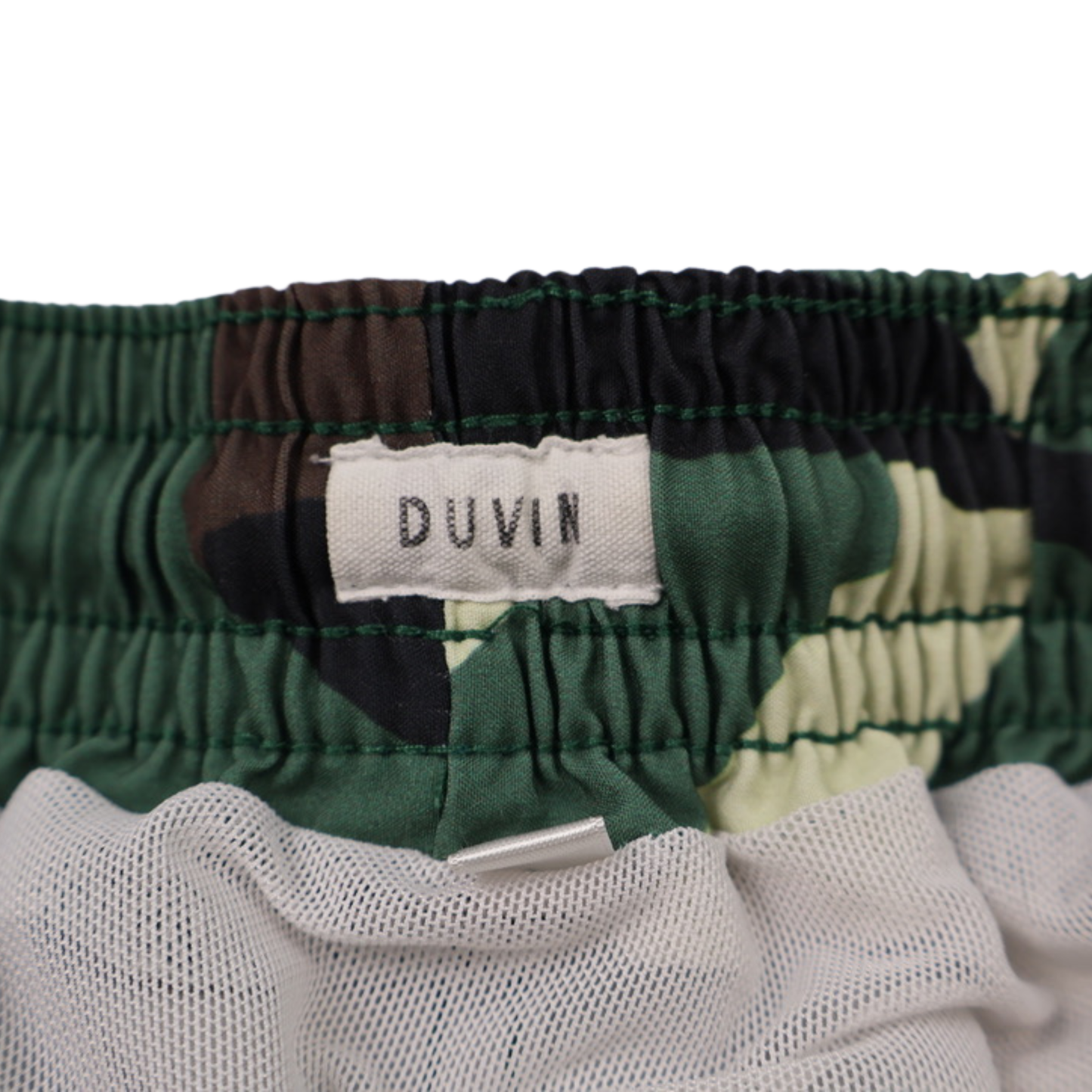 Duvin Boys Camo Print Board Shorts – Size Large – Multicolor Stripe Swim Trunks