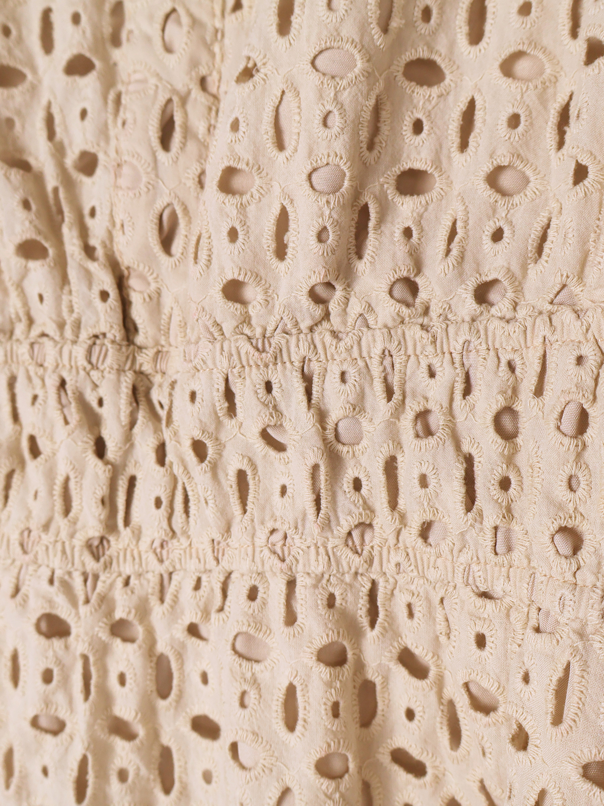 ZESICA Cream Eyelet Dress Large Sleeveless V Neck Tiered Summer Dress
