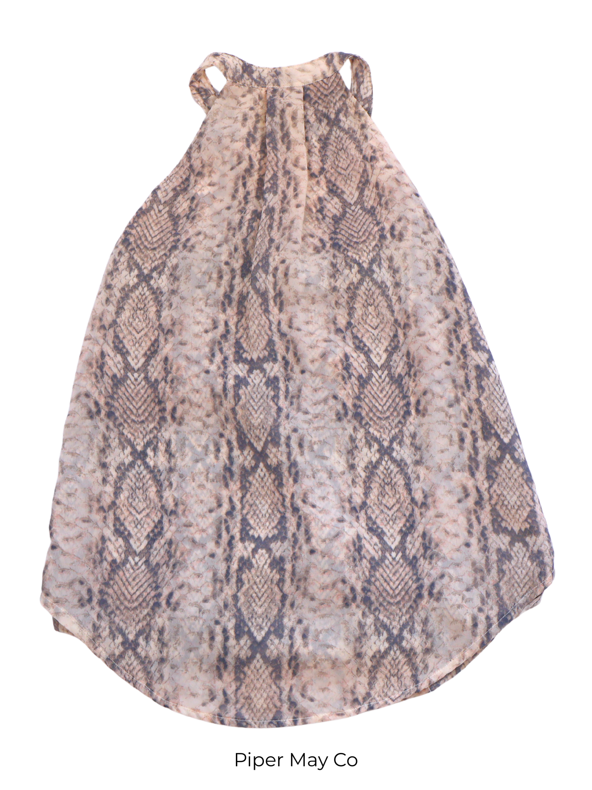 Japna Snake Print Halter Top – Draped High-Low Statement | XS