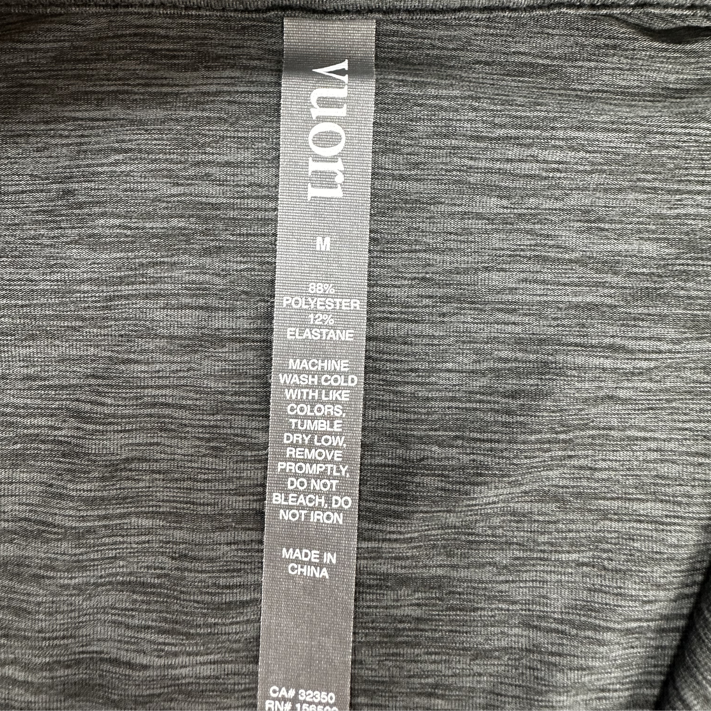 Vuori Quarter Zip Performance Pullover – Charcoal Black – Size Medium