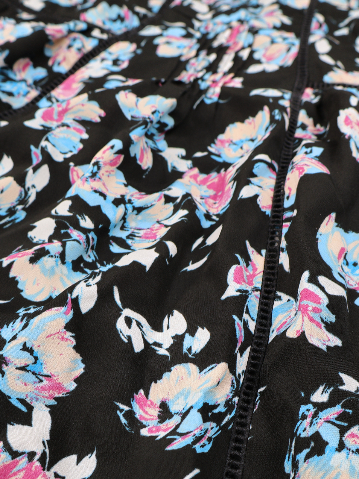 Olive + Oak Floral Sleeveless Blouse Large Black Pink Blue High Neck Tank Top
