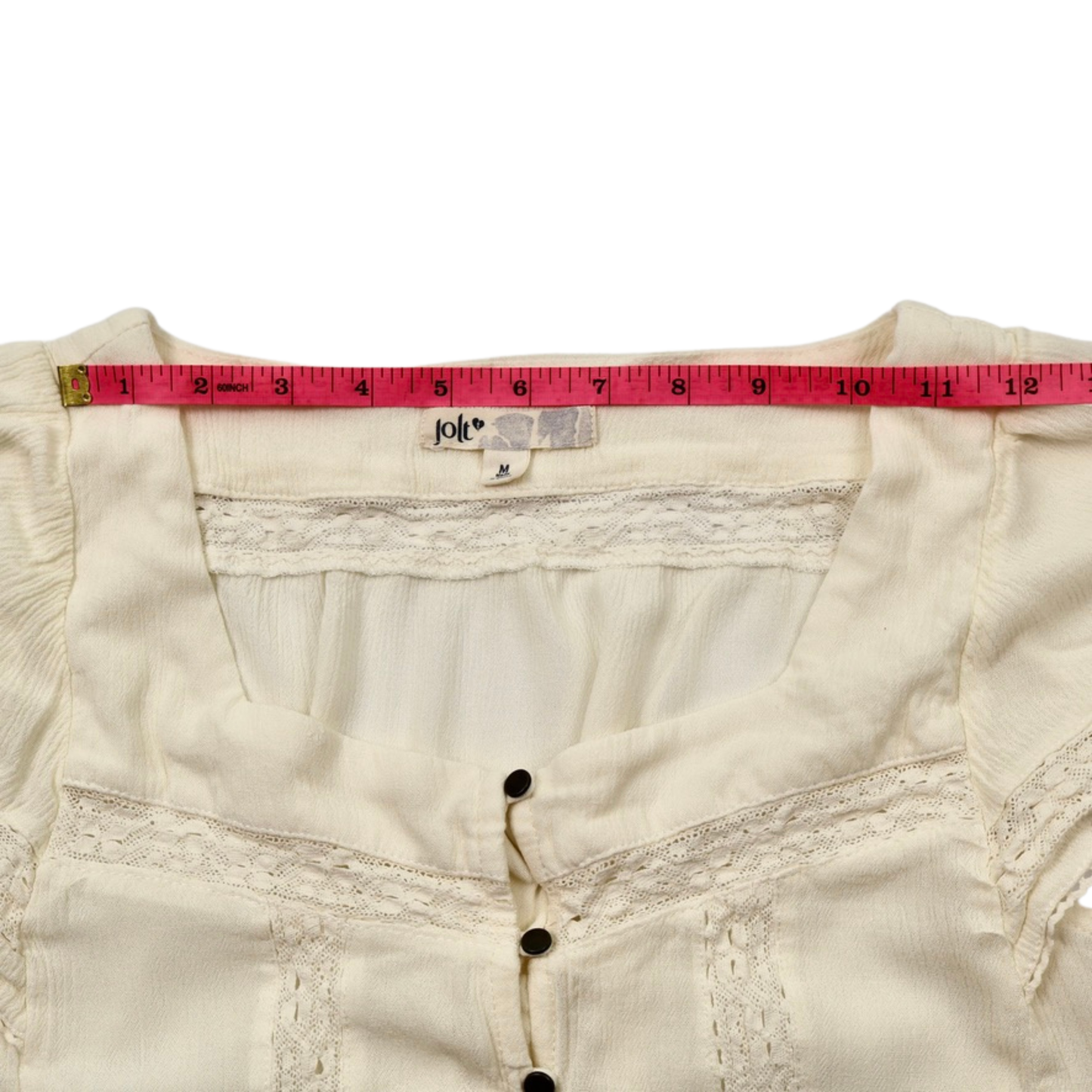 Jolt Lace Trim Button Blouse – Soft Cream | Size Medium