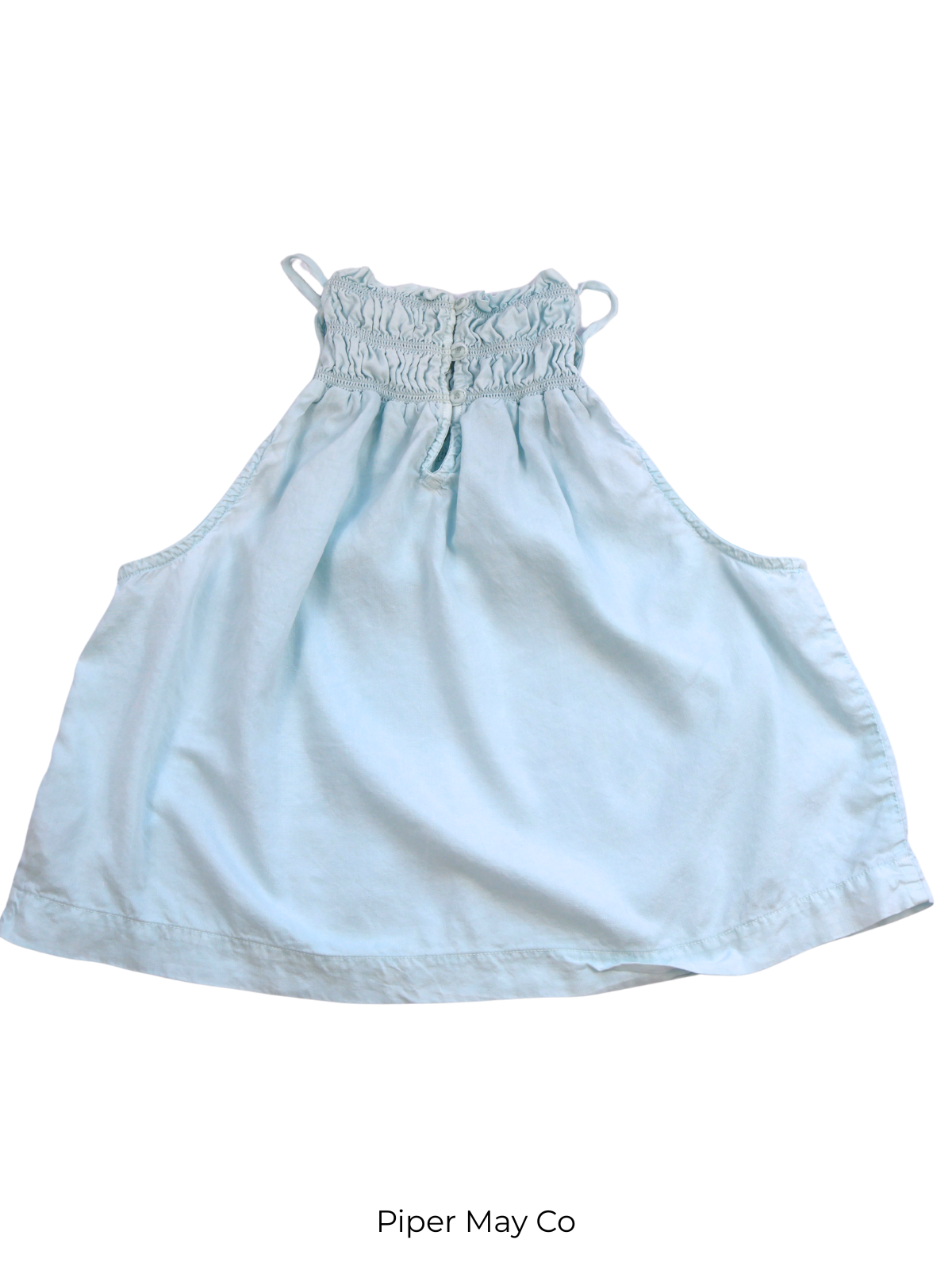 Bella Dahl Smocked Halter Tank – Soft Blue Luxe Essential | Size Medium