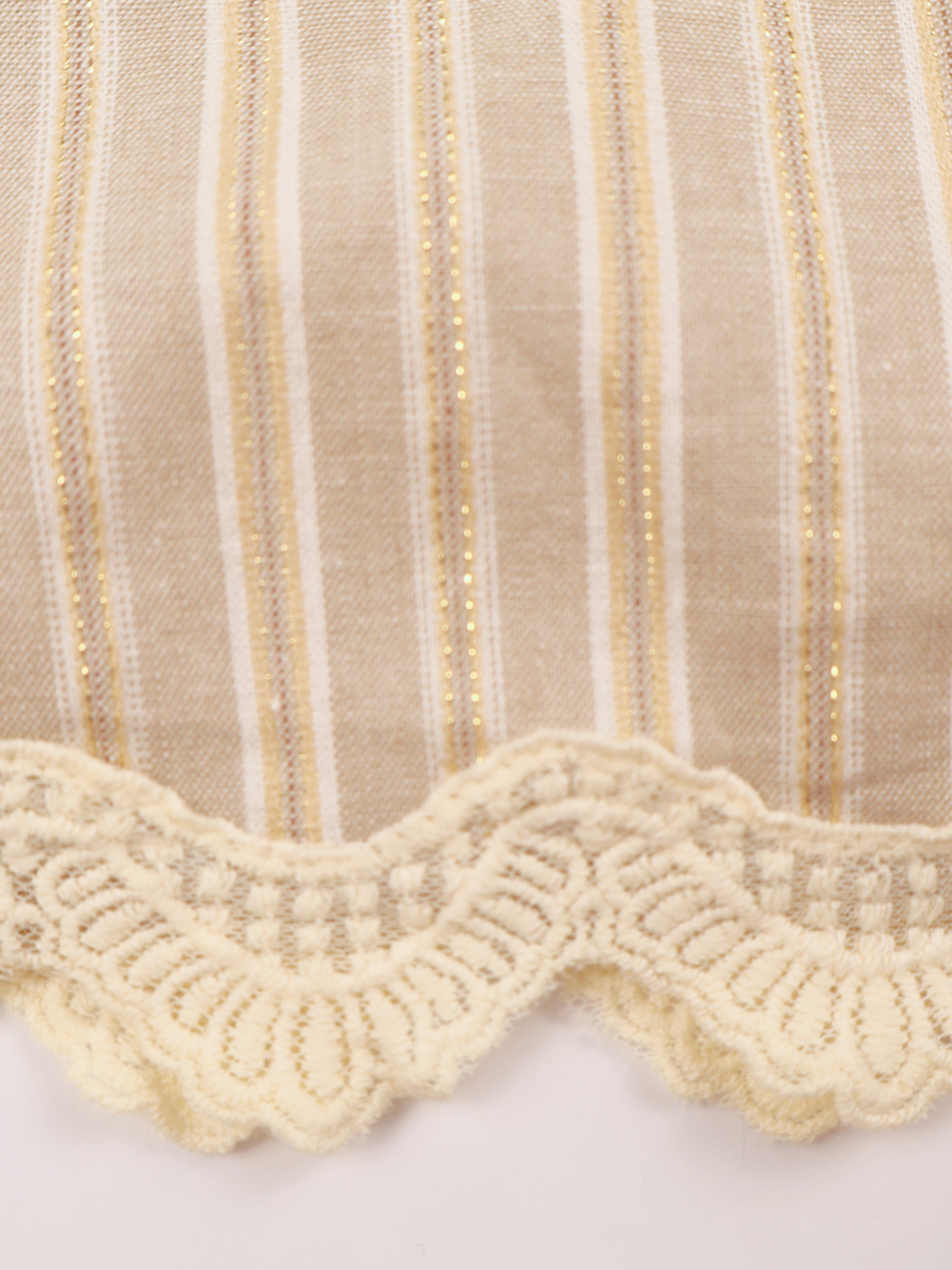 Altar’d State Beige Stripe Fringe Lace Tank Top Size Large Boho Linen Blend