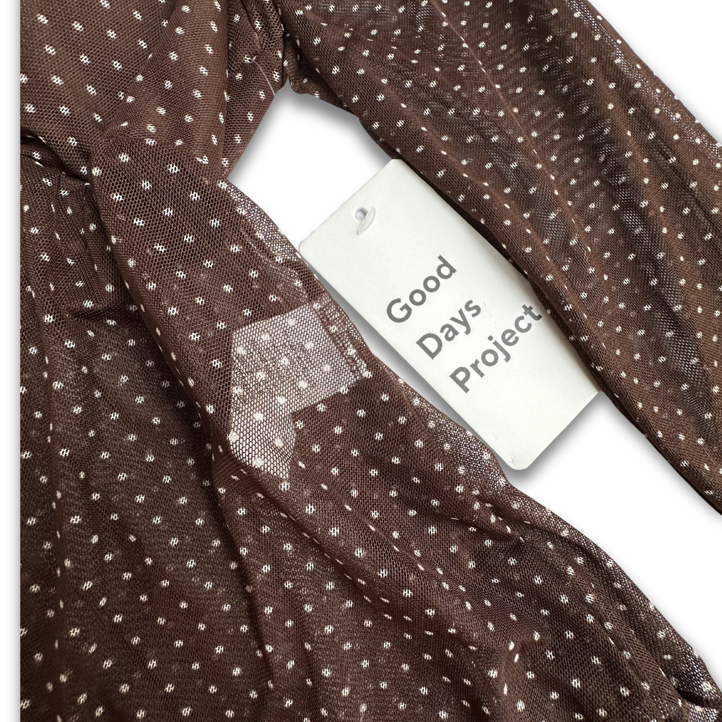 Good Days Project Brown Polka Dot Sheer Blouse – Size XL