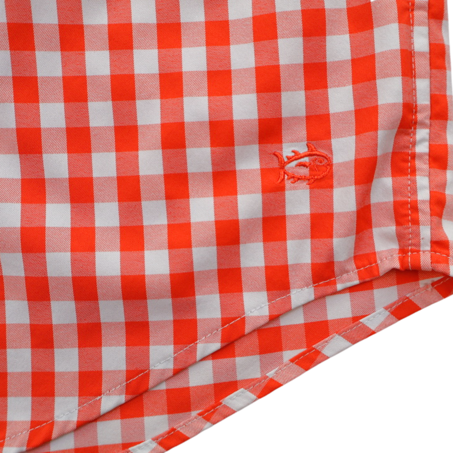 Southern Tide Intercoastal Gingham Performance Shirt Orange White Size Large Lightweight Stretch