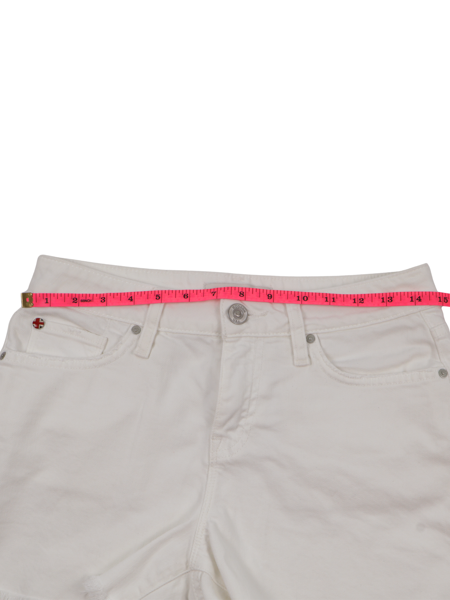 HUDSON White Denim Shorts High Rise Frayed Hem Premium Jeans Size 26