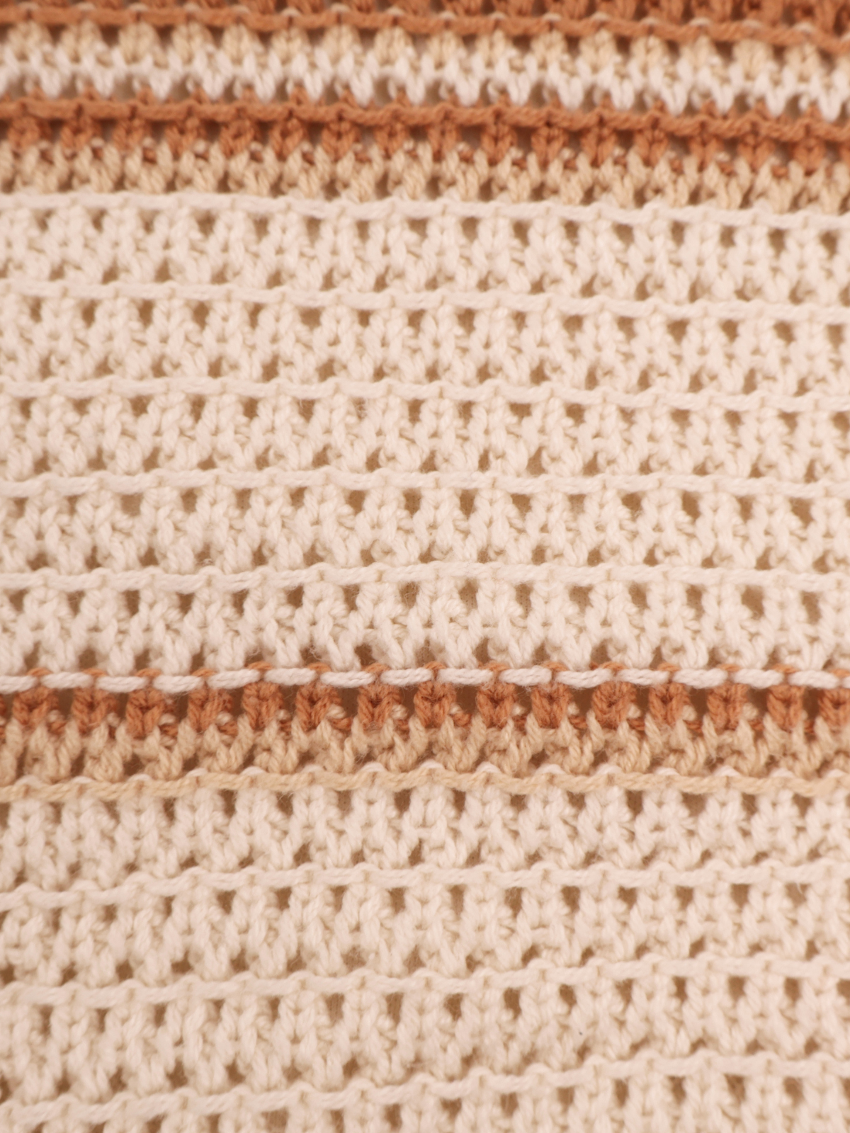 Freshman 1996 Crochet Knit Cropped Tank Top – Boho Neutral Striped Size Large