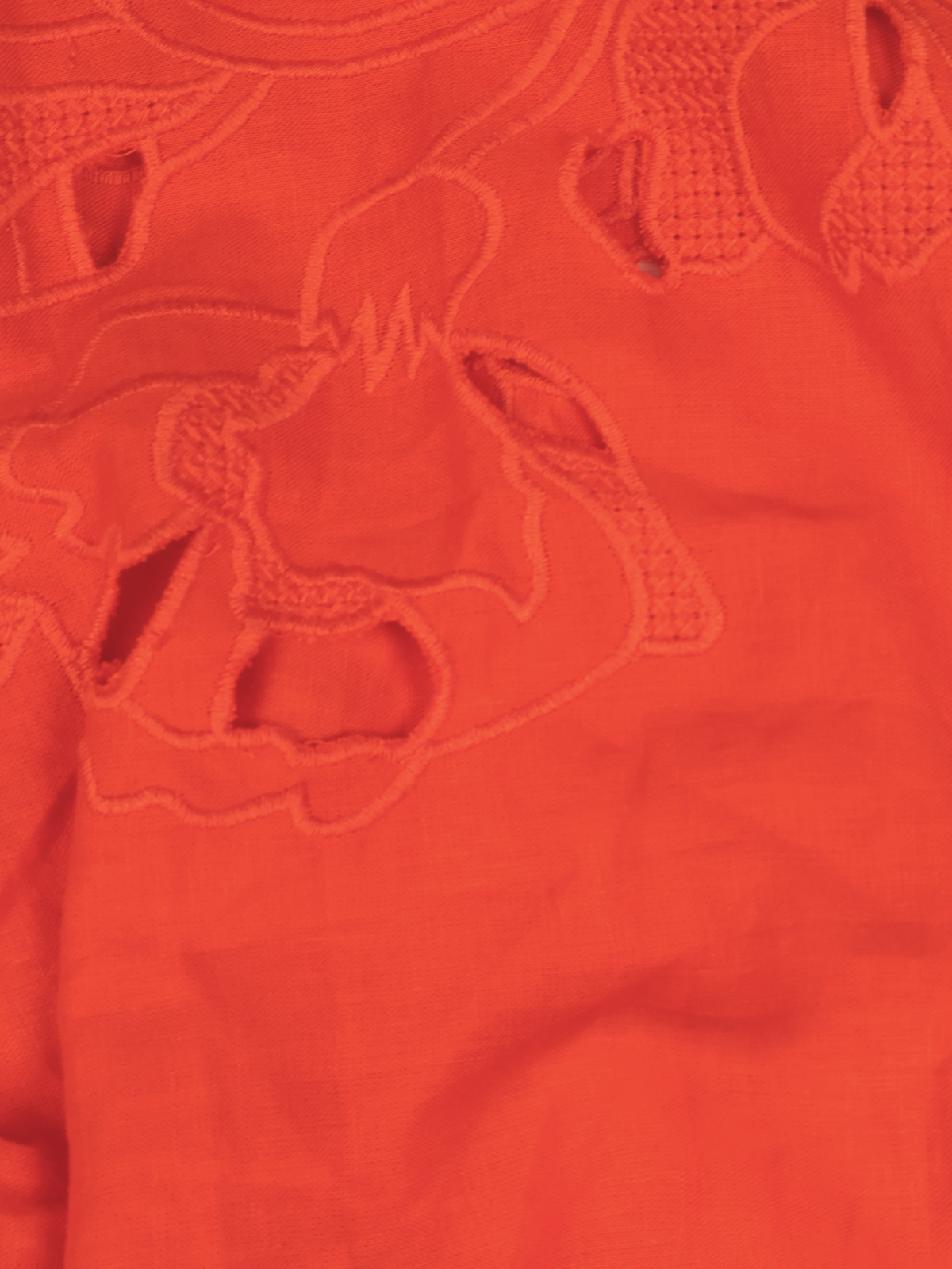 Rachel Roy Tangerine Embroidered Crop Blouse | Button Front | Size Large