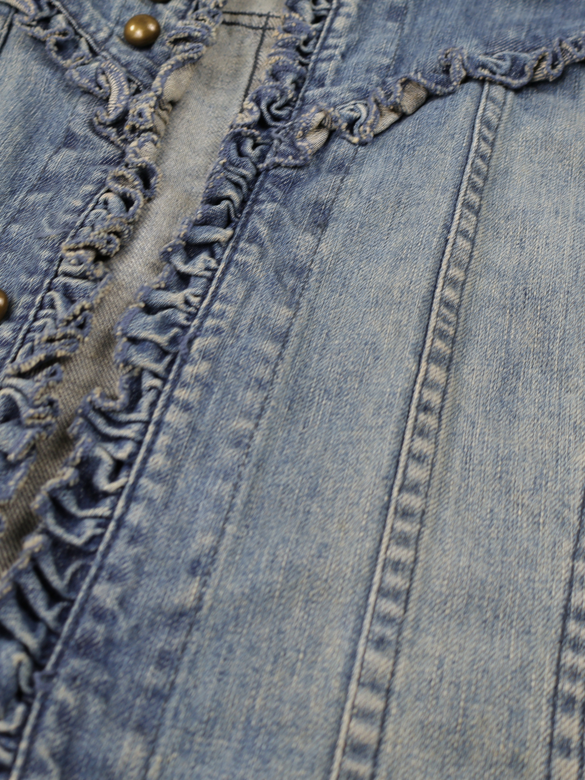 Harold's Ruffle Trim Denim Vest Size Medium