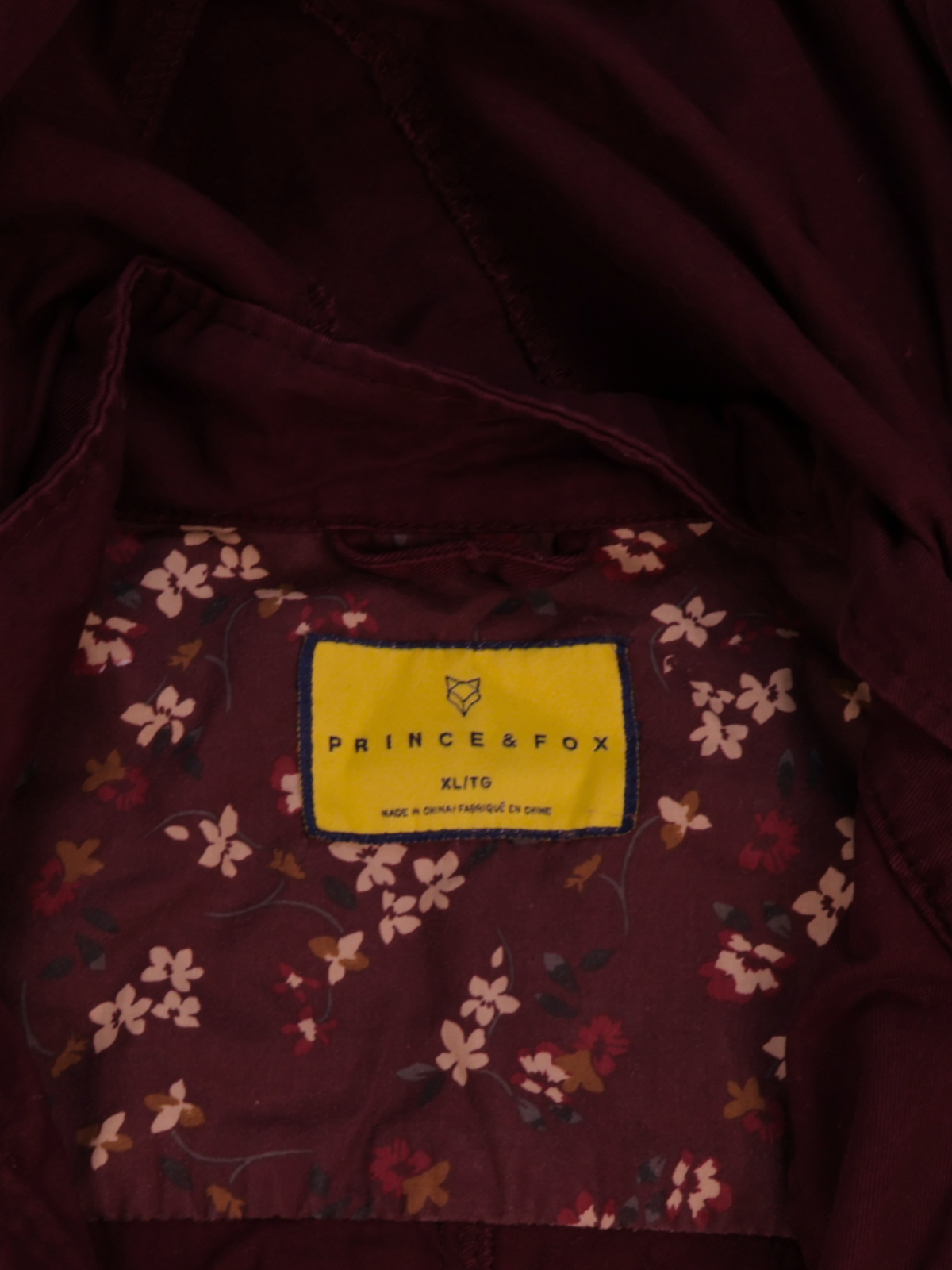 Prince & Foxy Maroon Utility Jacket | Hooded Cargo Military Style Jacket | XL