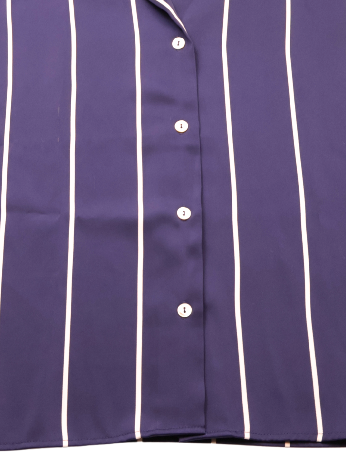 Rachel Zoe Navy Stripe Button Front Blouse | Tailored Relaxed Fit | Size M