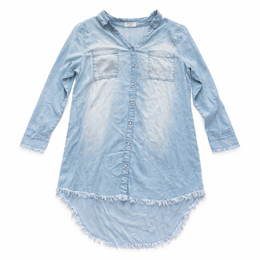Zenana Soft Denim High-Low Shirt Dress – Size XL