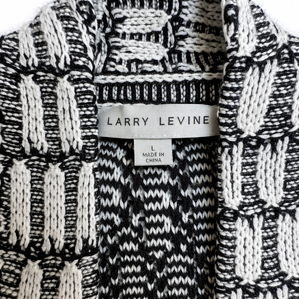 Larry Levine Black & White Open Knit Cardigan – Size Large