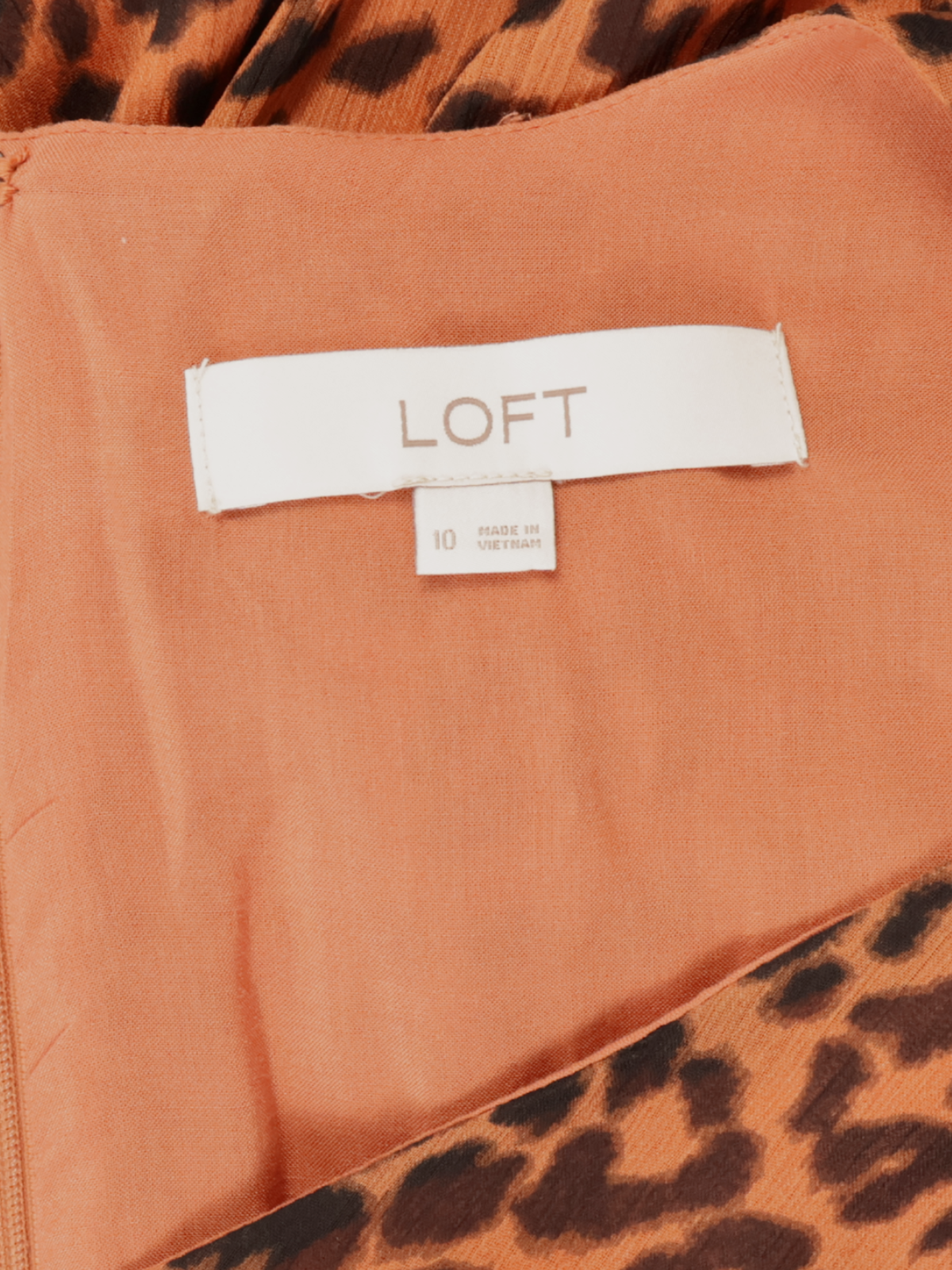 LOFT Leopard Print Tiered Midi Dress | Rust Orange | Size 10