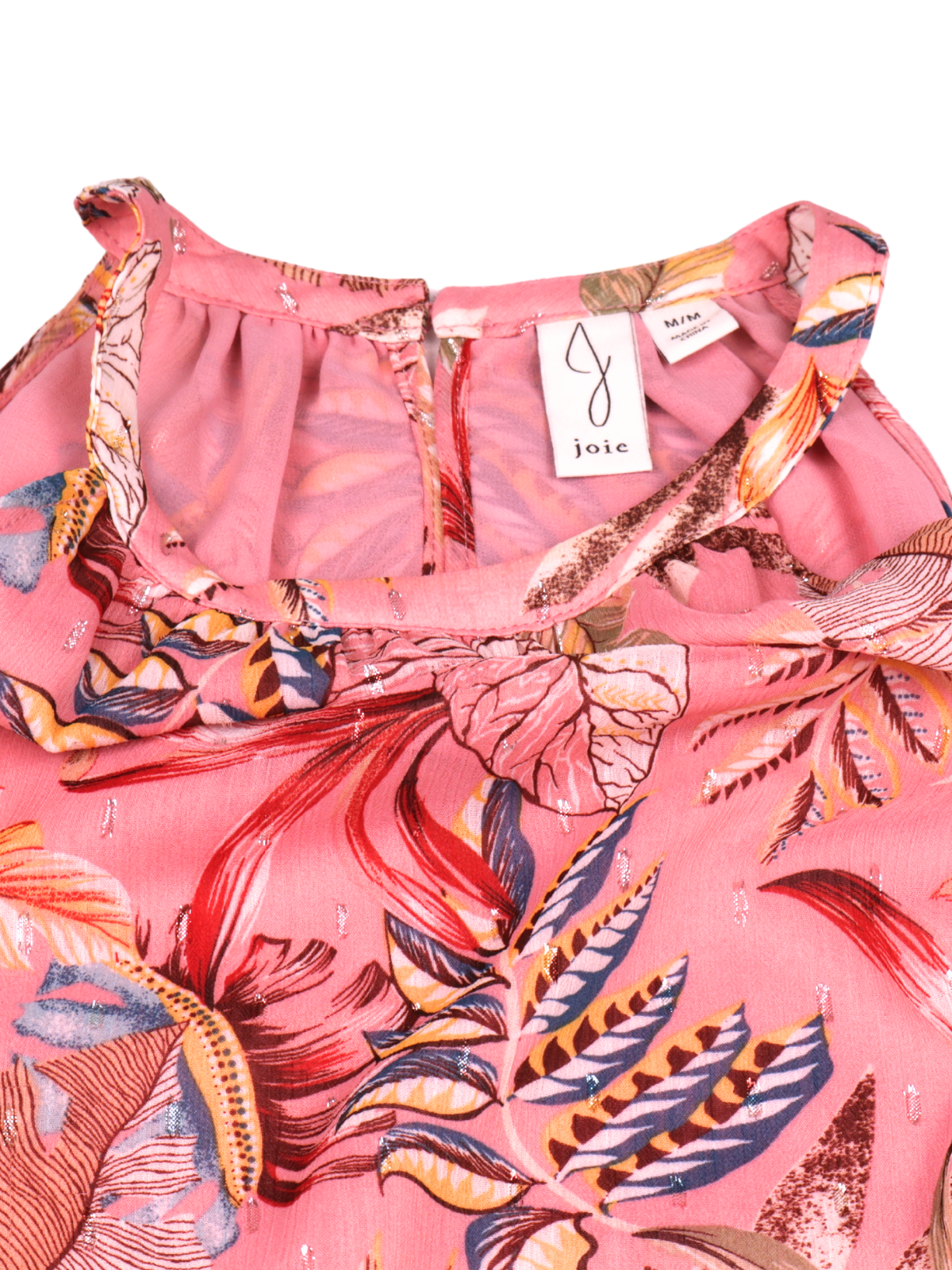 Joie Tropical Halter Blouse – Pink Resort Print | Effortless Luxury | Size Medium