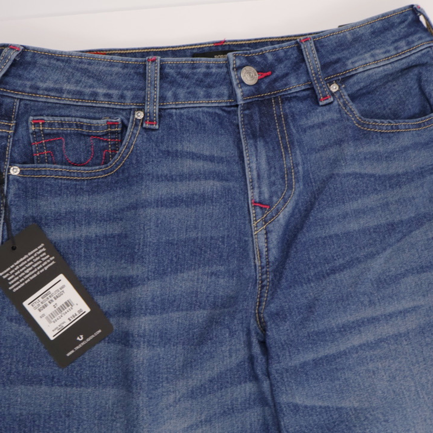 True Religion Bobby SN Baggy Jeans | Pink Stitch | NWT | Size 27