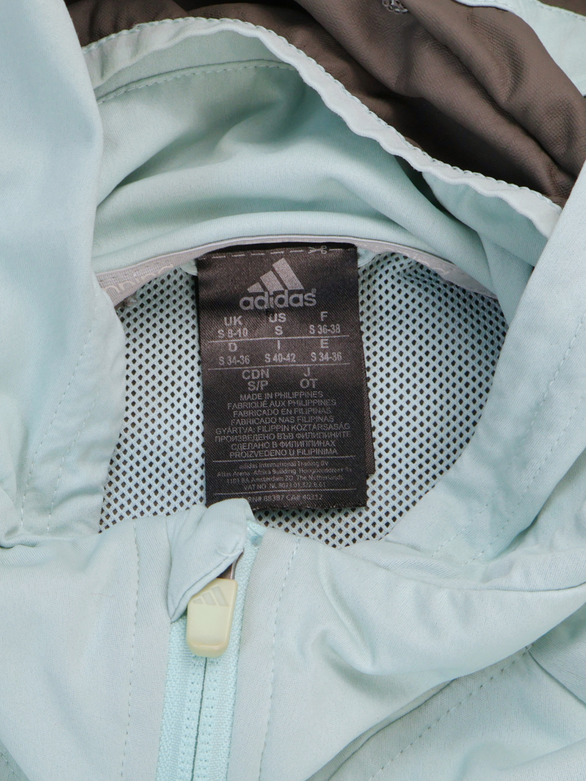 Adidas Light Blue Athletic Jacket | Hooded Zip Front Windbreaker | Small