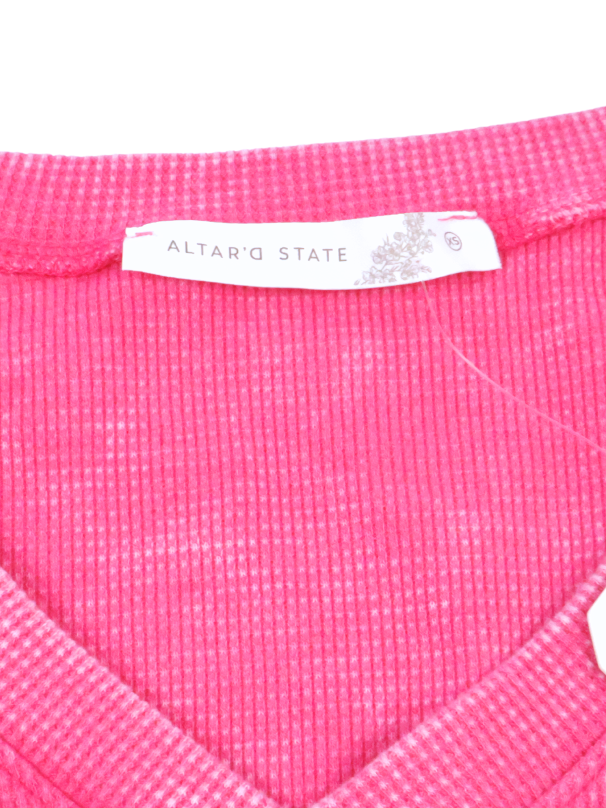 Alter’d State Pink Waffle Knit Crop Top | Soft Textured V-Neck | XS | NWT