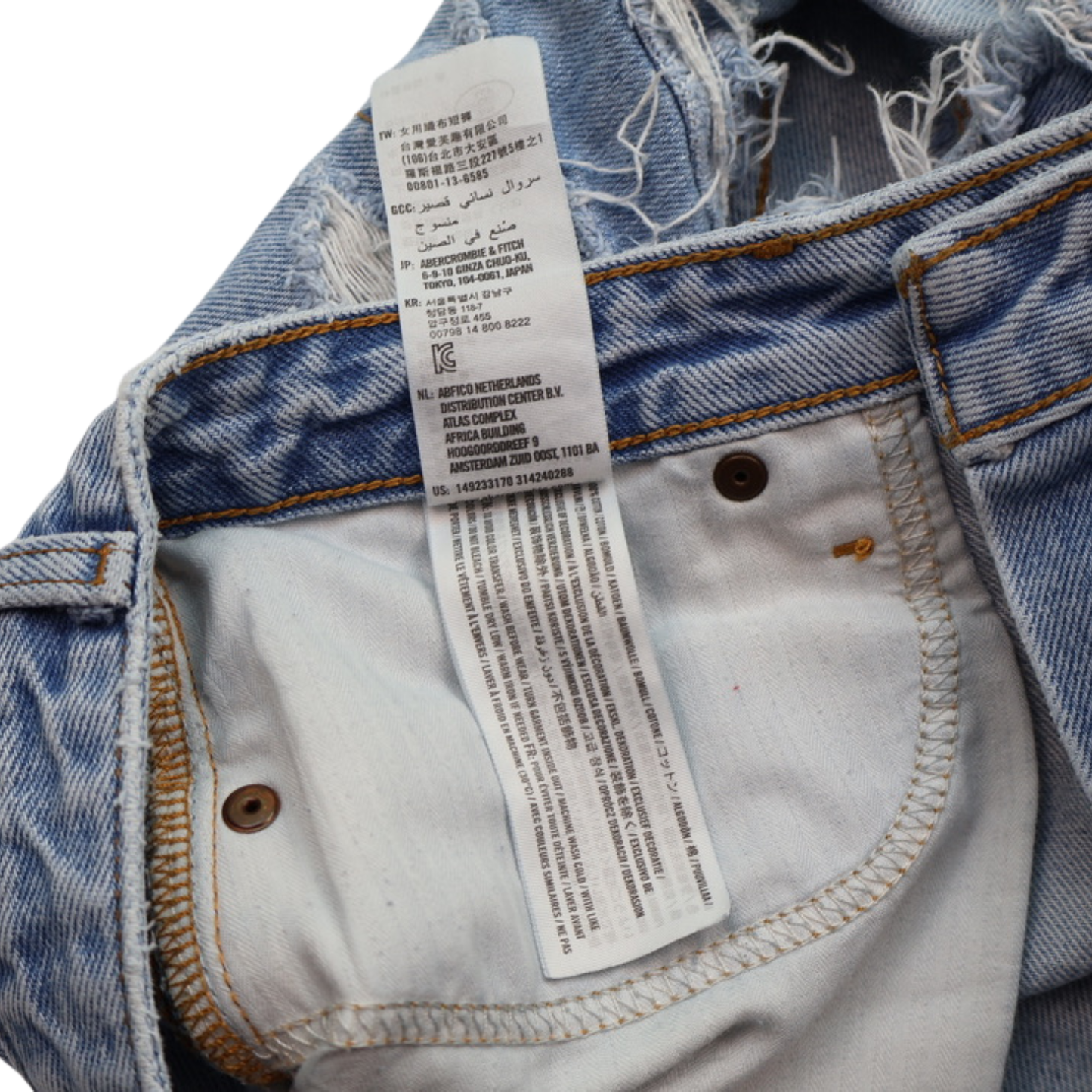 Abercrombie & Fitch High Rise Distressed Denim Shorts Size 27 / 4 | Raw Hem Festival Cutoffs