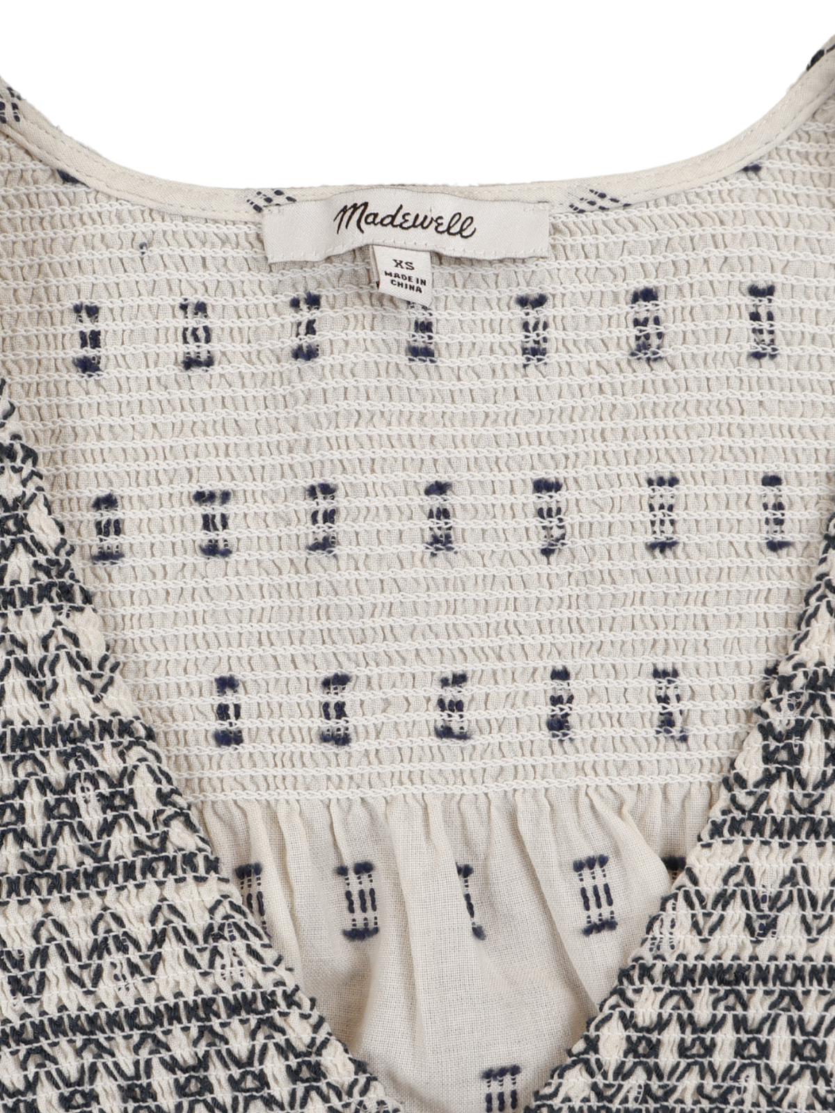 Madewell Embroidered Puff Sleeve Peasant Top XS