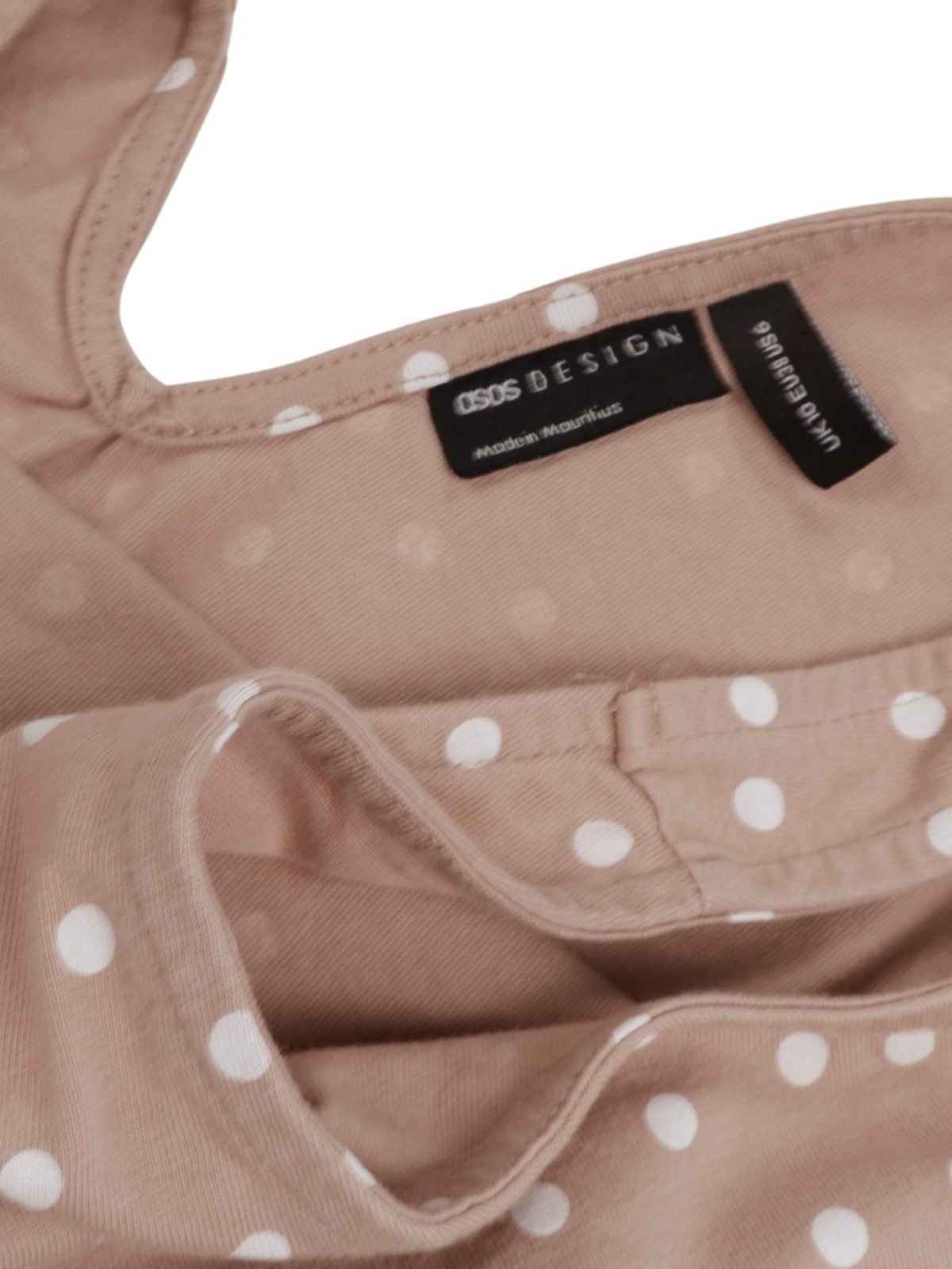 ASOS Design Tan Polka Dot Babydoll Dress – Flowy Mini | Size Medium