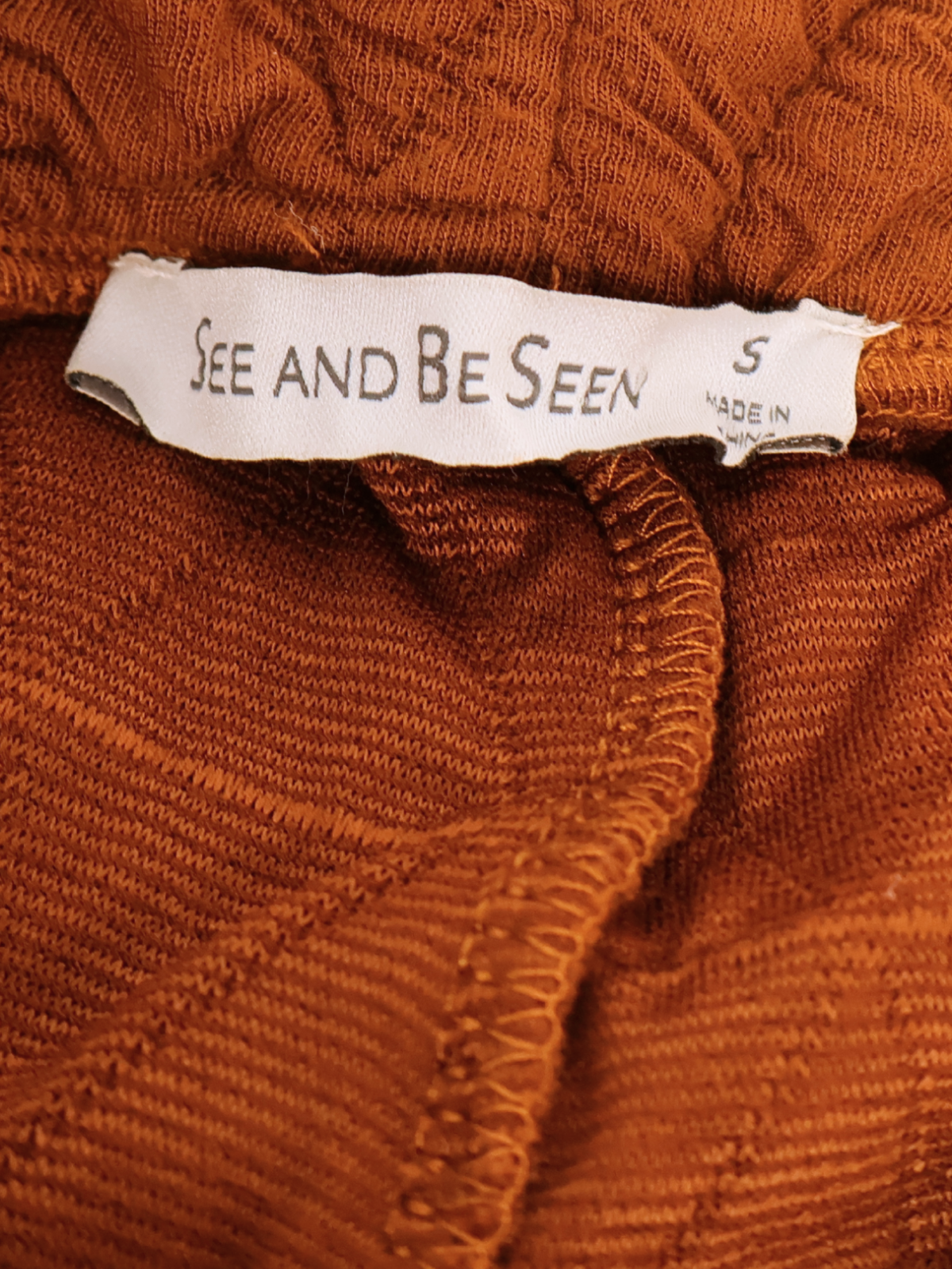 See and Be Seen Brown Quilted Shorts Small High Rise Textured Pull On