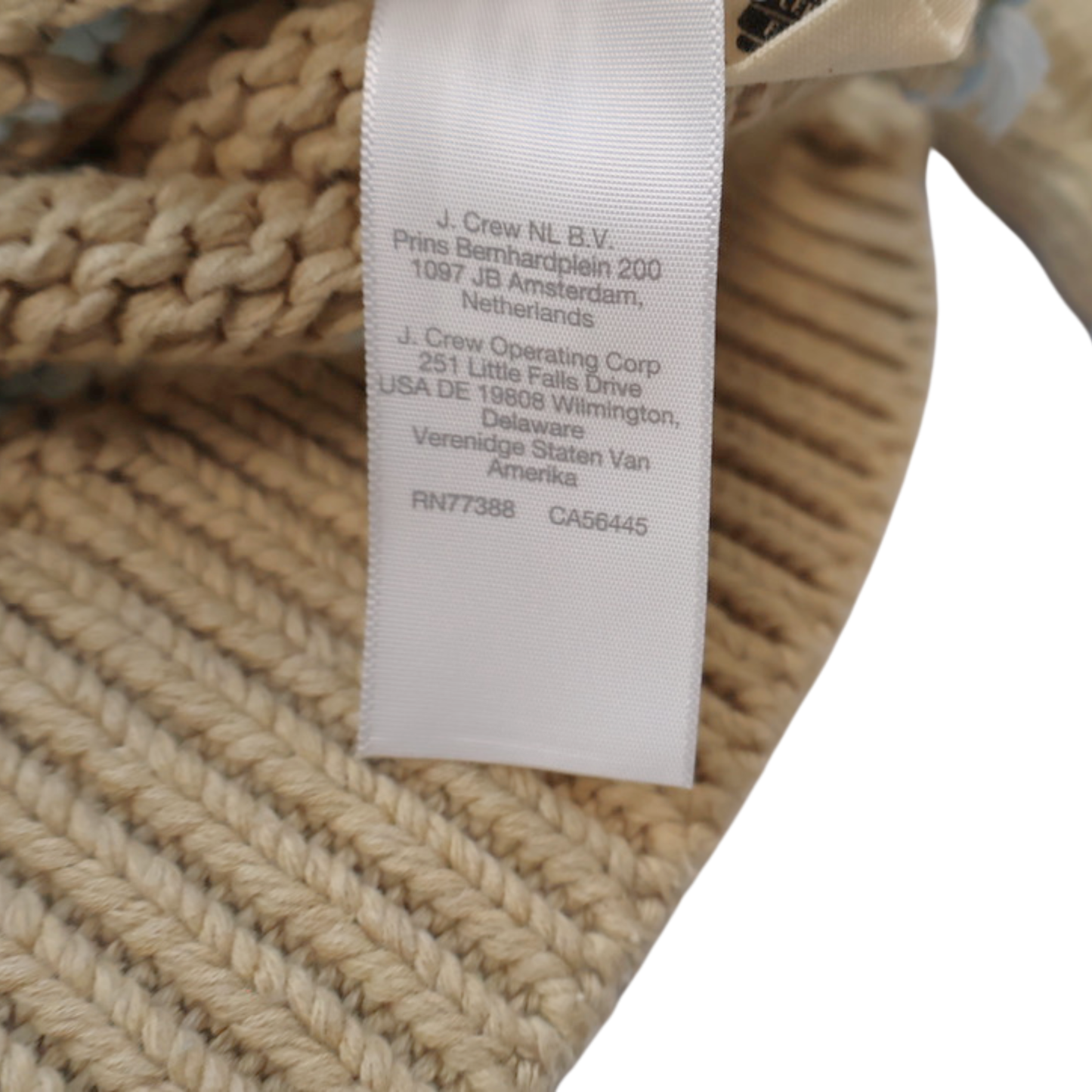 Madewell Cotton Knit Sweater – Tan with Blue Stripe Detail | Size Small | Elevated Everyday Staple