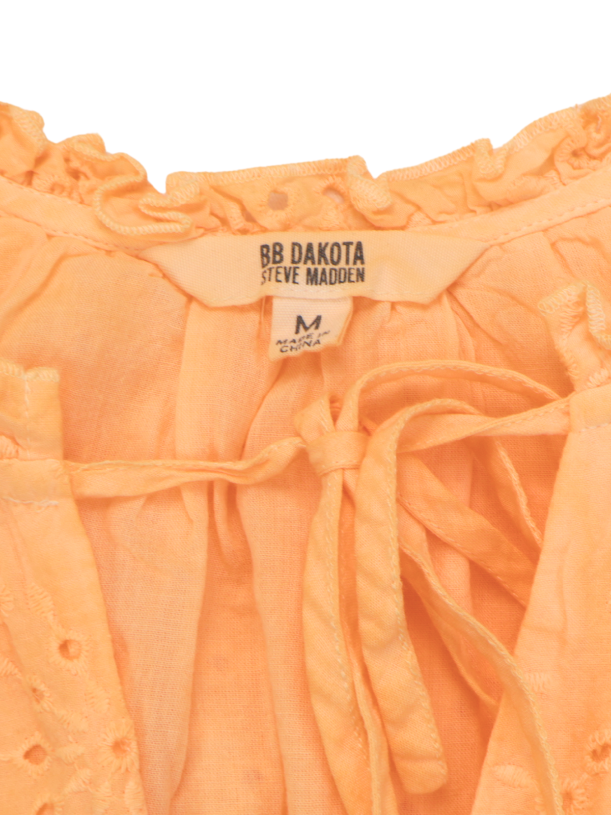 BB Dakota Orange Eyelet Dress – Embroidered Tiered Mini | Size Medium