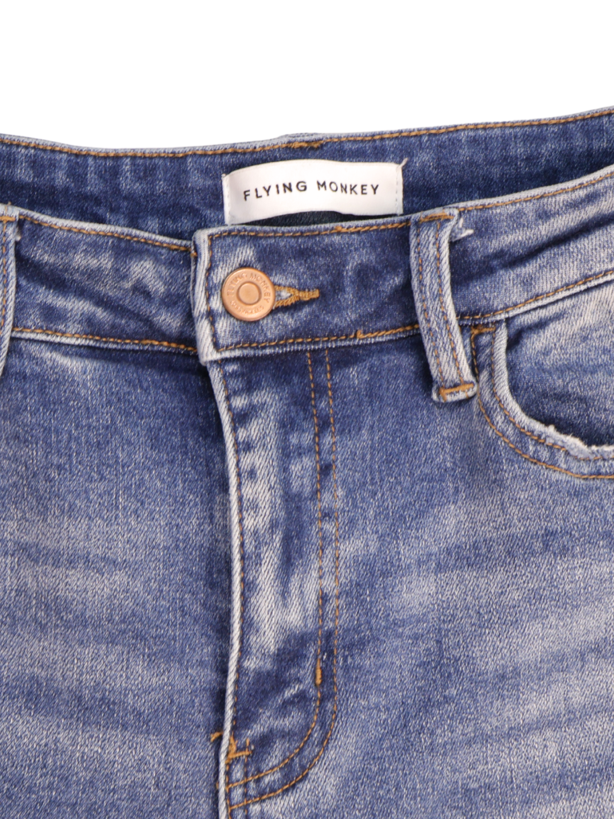 Flying Monkey High-Rise Distressed Ankle Jeans – Raw Hem Denim (Size 30)