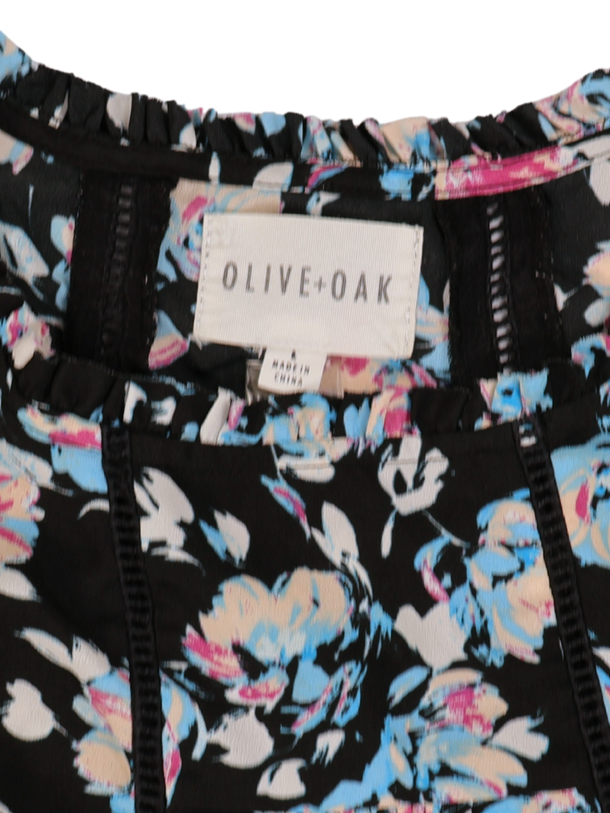 Olive + Oak Floral Sleeveless Blouse Large Black Pink Blue High Neck Tank Top