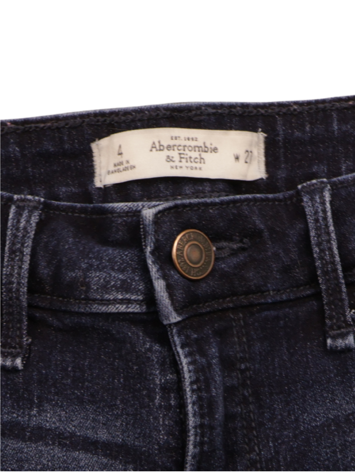 Abercrombie & Fitch Dark Wash Denim Shorts Size 4 Frayed Cuffed Mid Rise