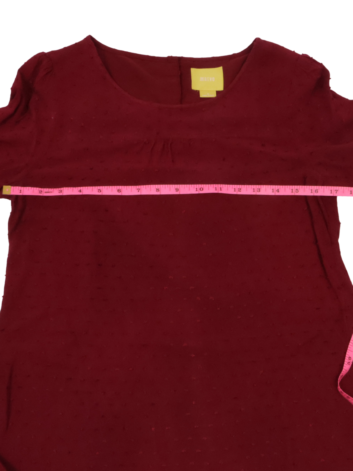 Maeve Maroon Textured Blouse – Romantic Scalloped Hem Top | Size 6