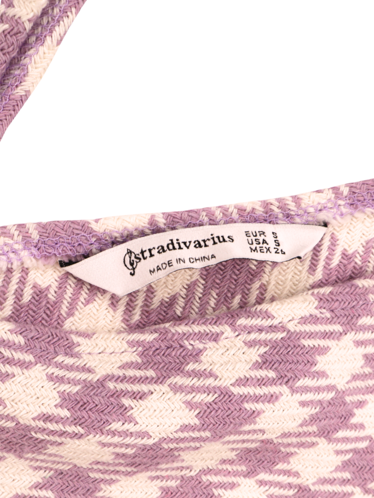 Stradivarius Lavender Gingham Romper – Tailored V-Neck Summer Piece (Size Small)