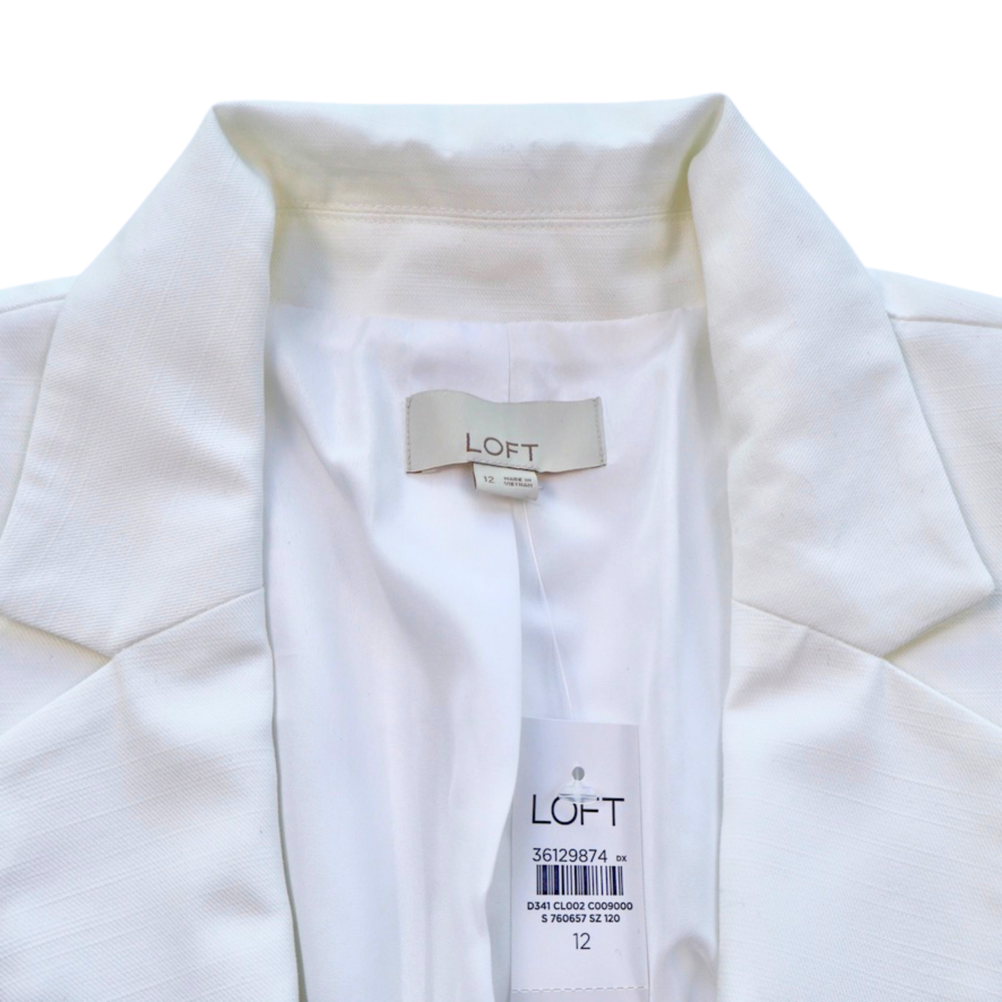 LOFT White Tailored Blazer Size 12 NWT | $180 Retail Classic Structured Jacket