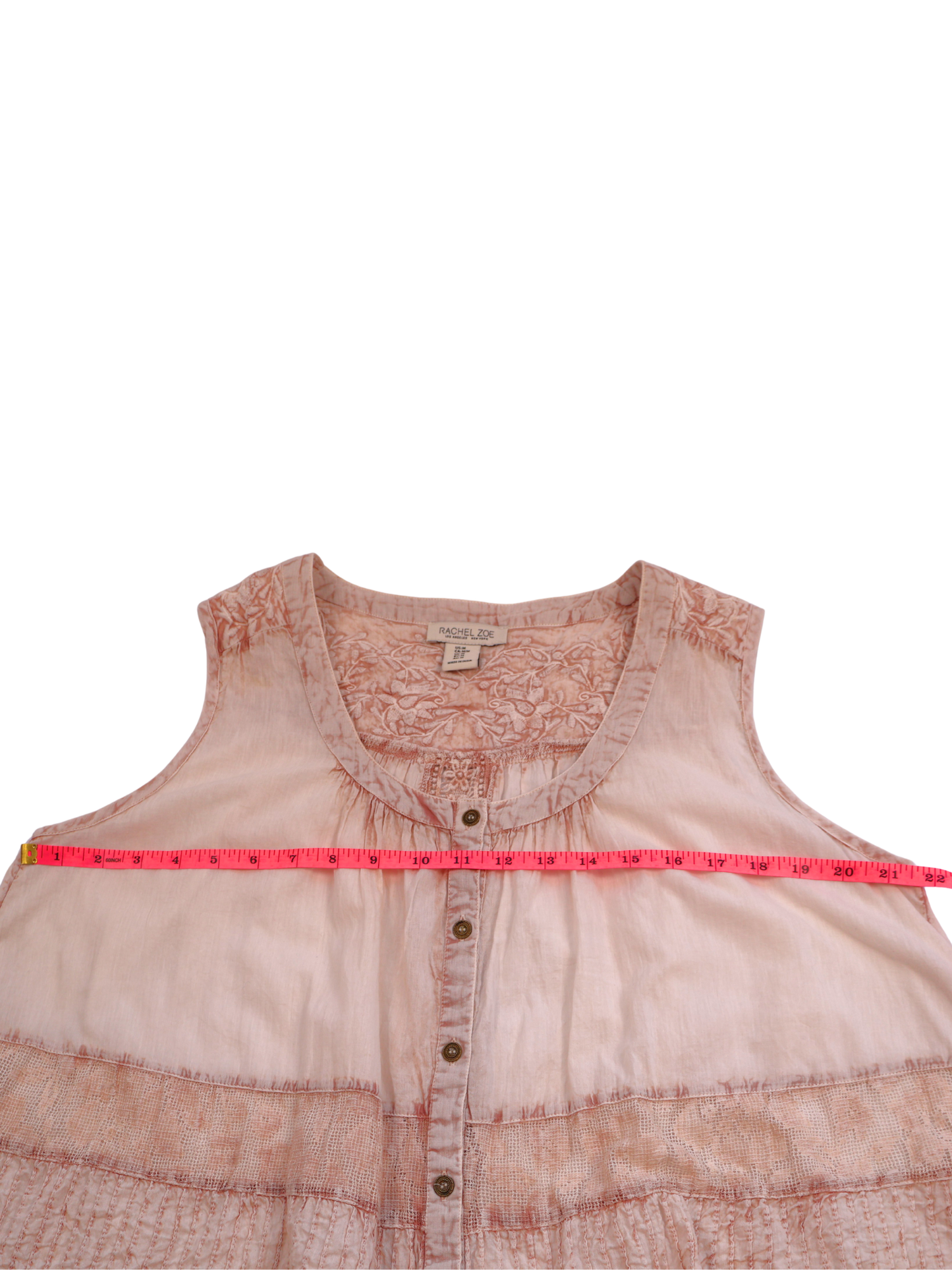 Rachel Zoe Blush Textured High-Low Button Front Top – Soft Luxe Boho Essential | Size Medium