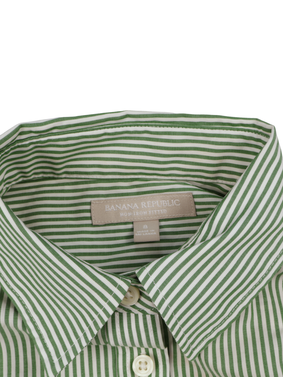 Banana Republic Green Stripe Sleeveless Button Front Blouse Size 8