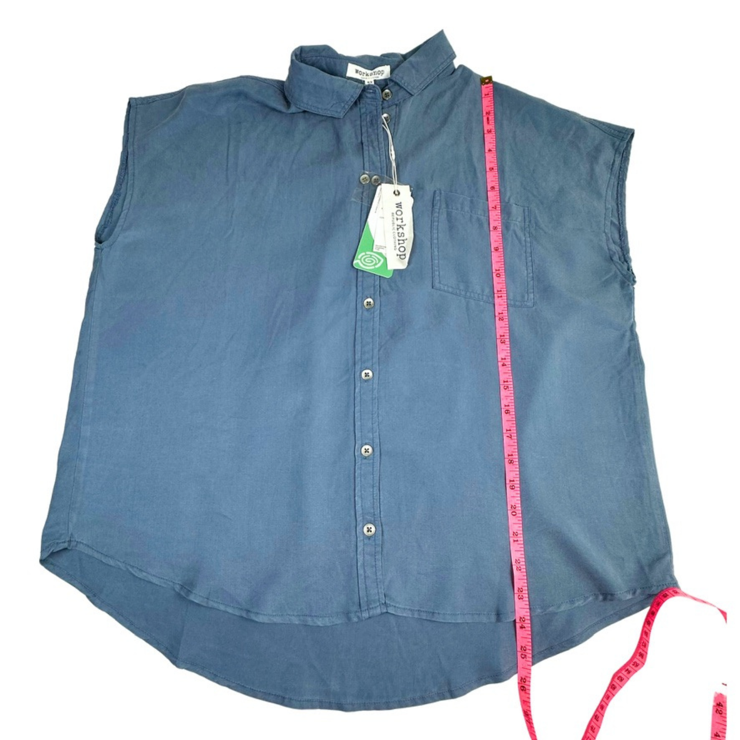 Workshop Sleeveless Chambray Button Front Blouse Size Medium