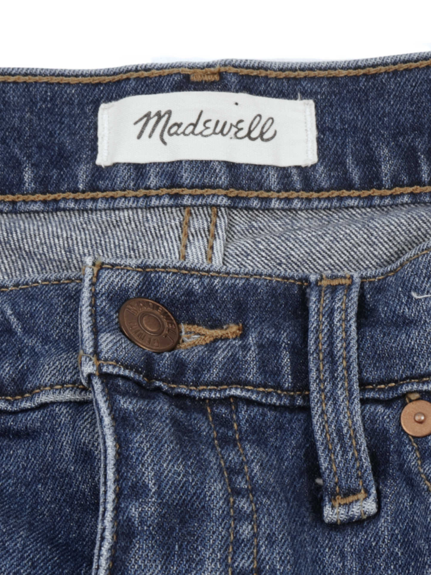 Madewell Dark Wash High-Rise Denim Shorts – Longer Length Everyday Staple (Size 28)