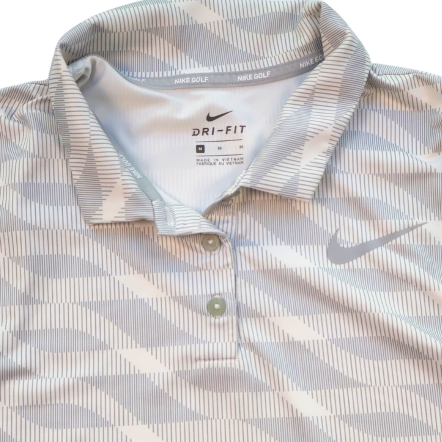 Nike Dri-FIT Sleeveless Polo Tank Light Grey White Athletic Top Size Medium
