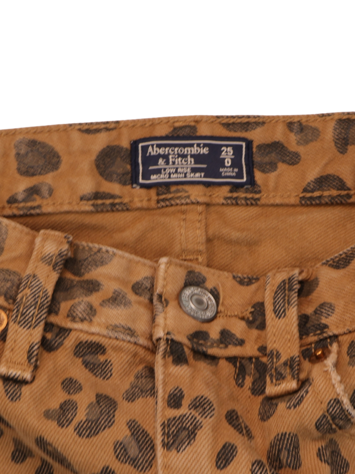 Abercrombie Leopard Print Denim Mini Skirt Size 25 | Statement Jean Skirt